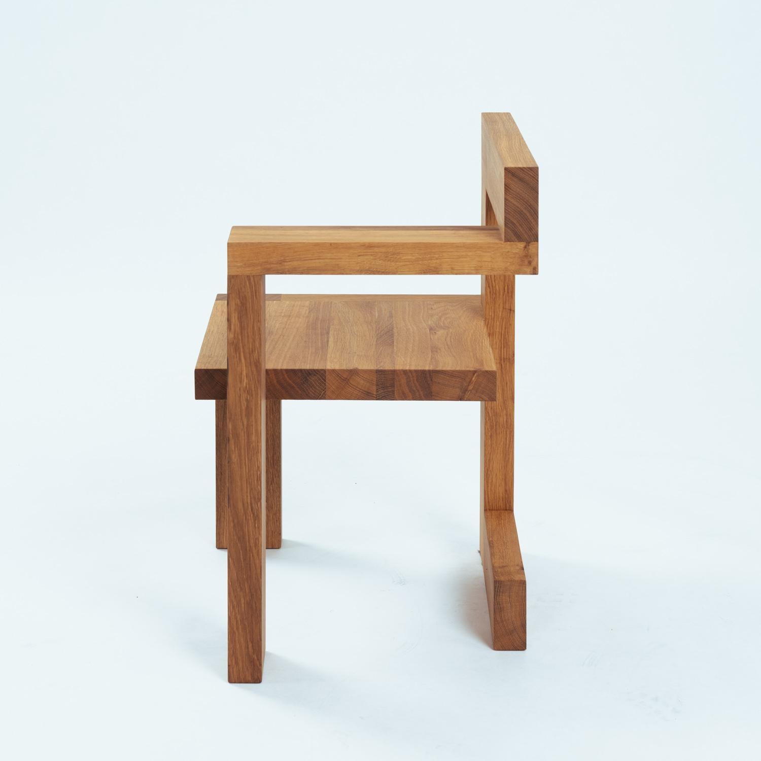 Hand-Crafted Steltman chair after Gerrit Rietveld in oak, left and right version, set of 2