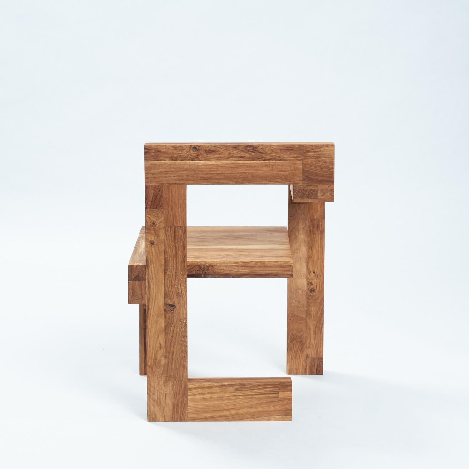 Hand-Crafted Steltman chair after Gerrit Rietveld in oak, left and right version, set of 2