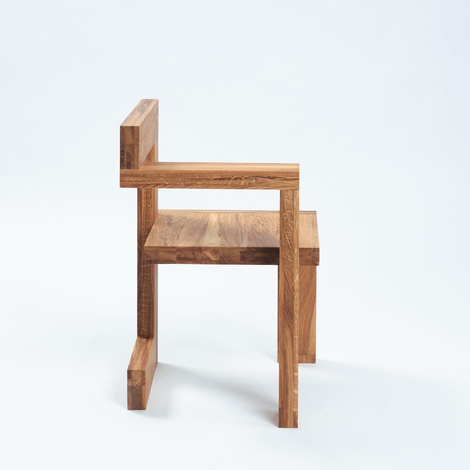 Steltman chair after Gerrit Rietveld in oak, left and right version, set of 2 In Excellent Condition In Zevenaar, NL