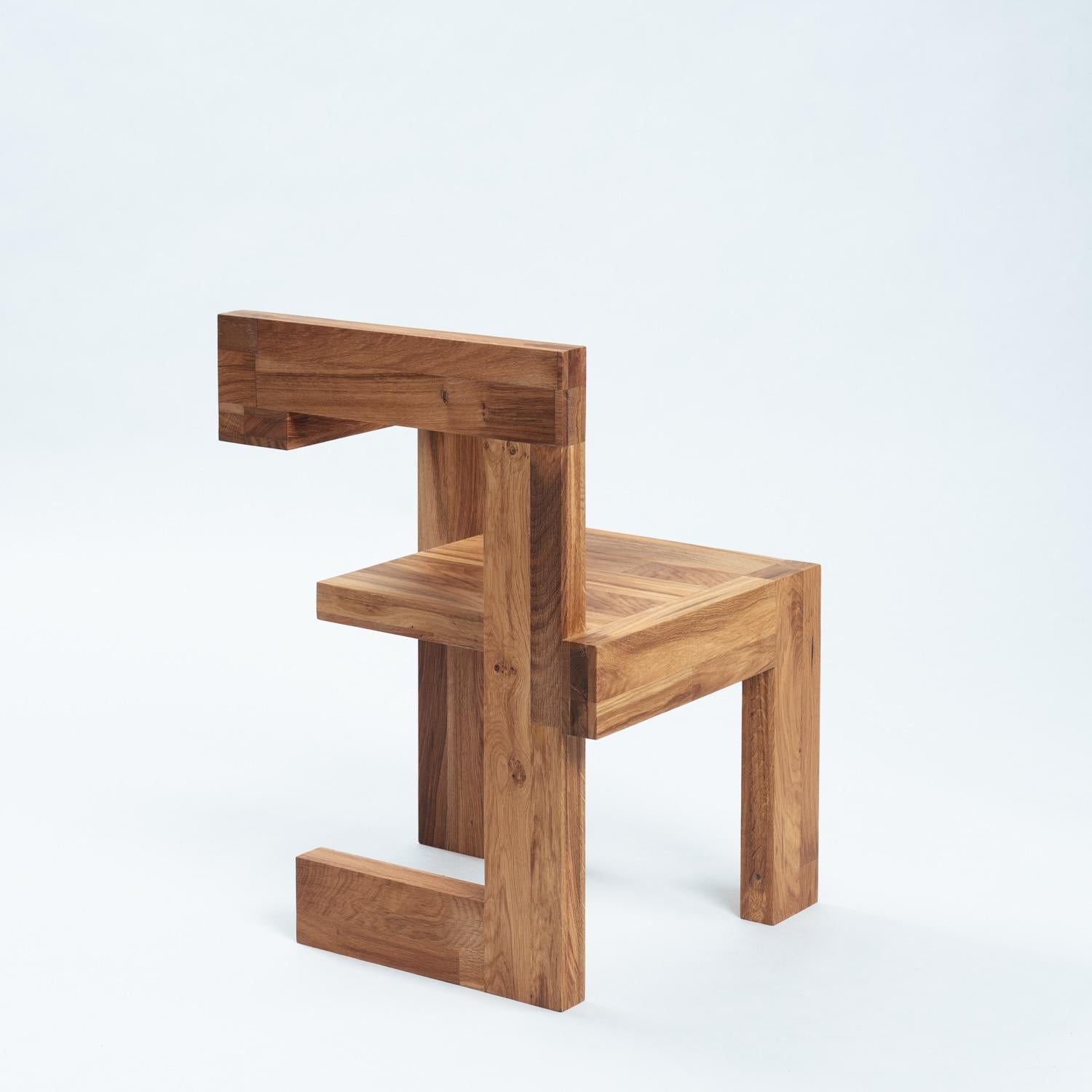 Oak Steltman chair after Gerrit Rietveld in oak, left and right version, set of 2