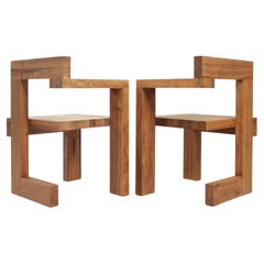 Steltman chair after Gerrit Rietveld in oak, left and right version, set of 2