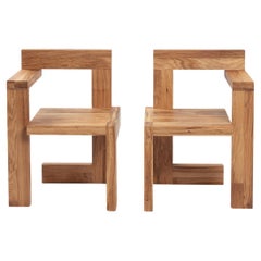 Steltman chair after Gerrit Rietveld in oak, left and right version, set of 2