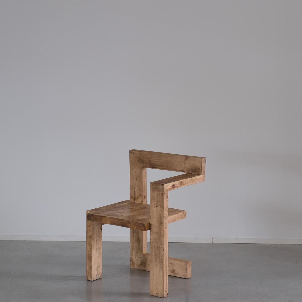 Pine Steltman Chair by Gerrit Rietveld, Producer Unknown, Late 20th Century