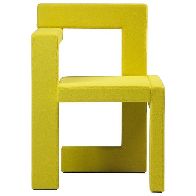 Steltman Chair in Yellow Felt, Designed in 1963 by Gerrit Rietveld For Sale
