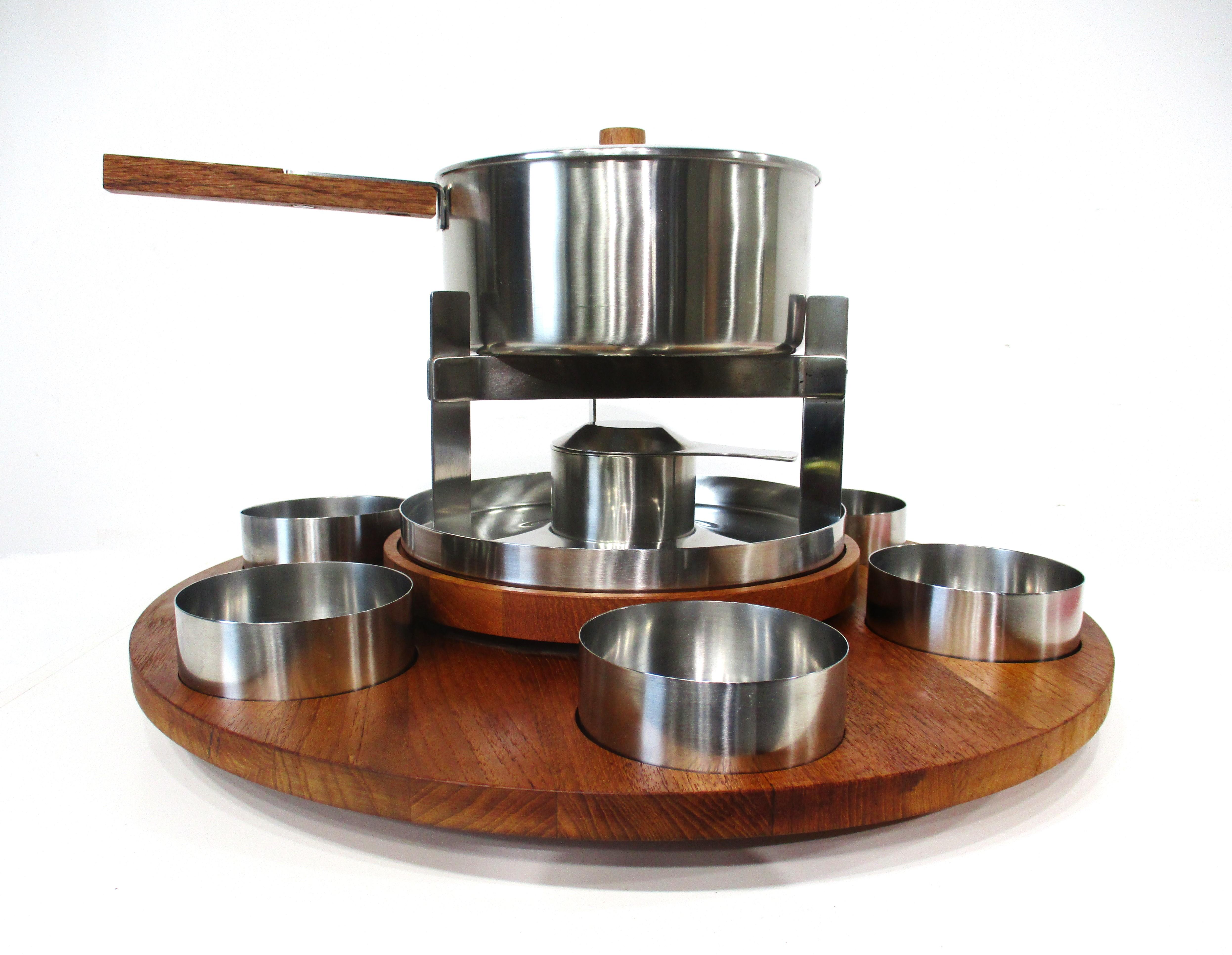 Stelton Fondue Lazy Susan Set by Peter Holmblad Denmark en vente 5