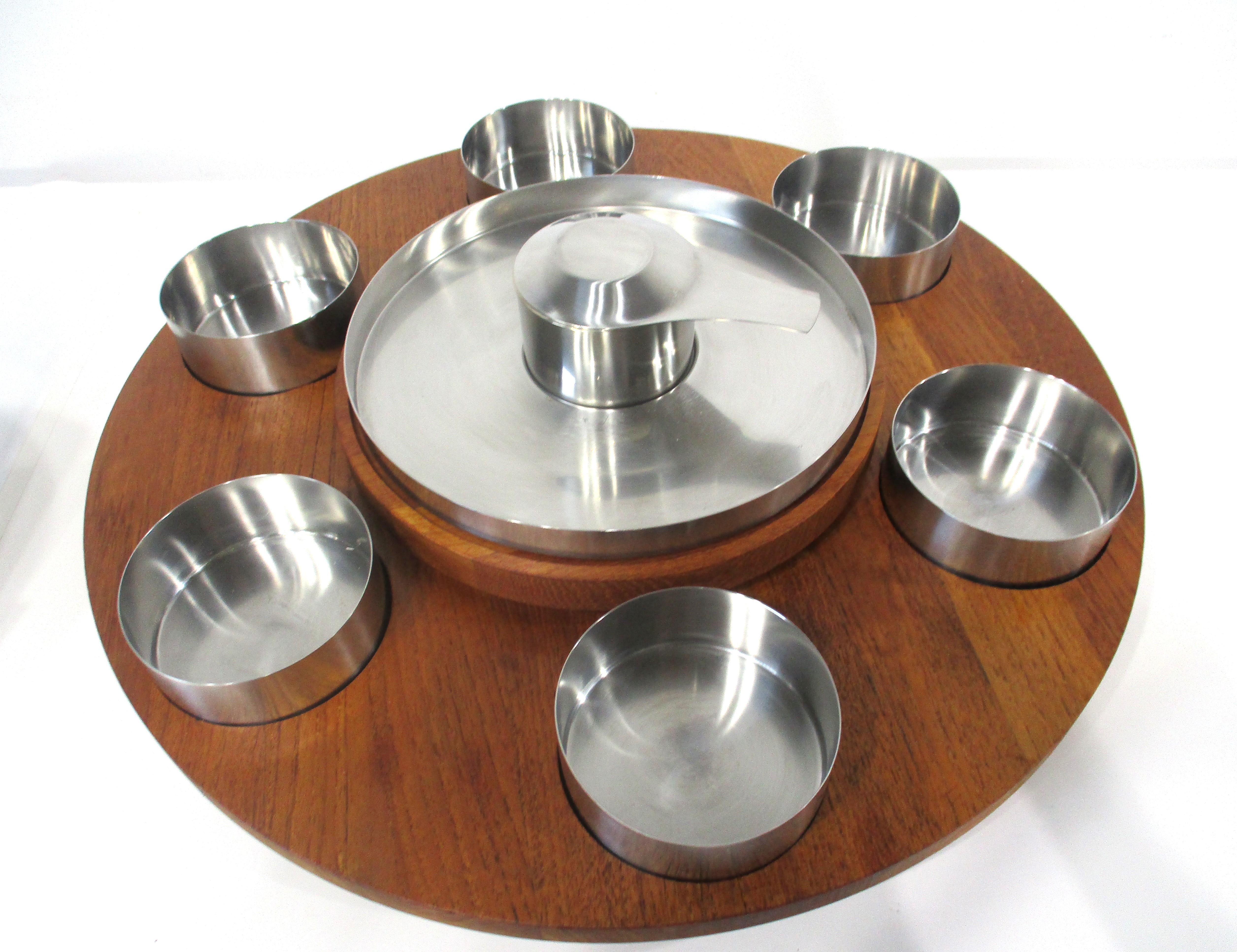 Danois Stelton Fondue Lazy Susan Set by Peter Holmblad Denmark en vente