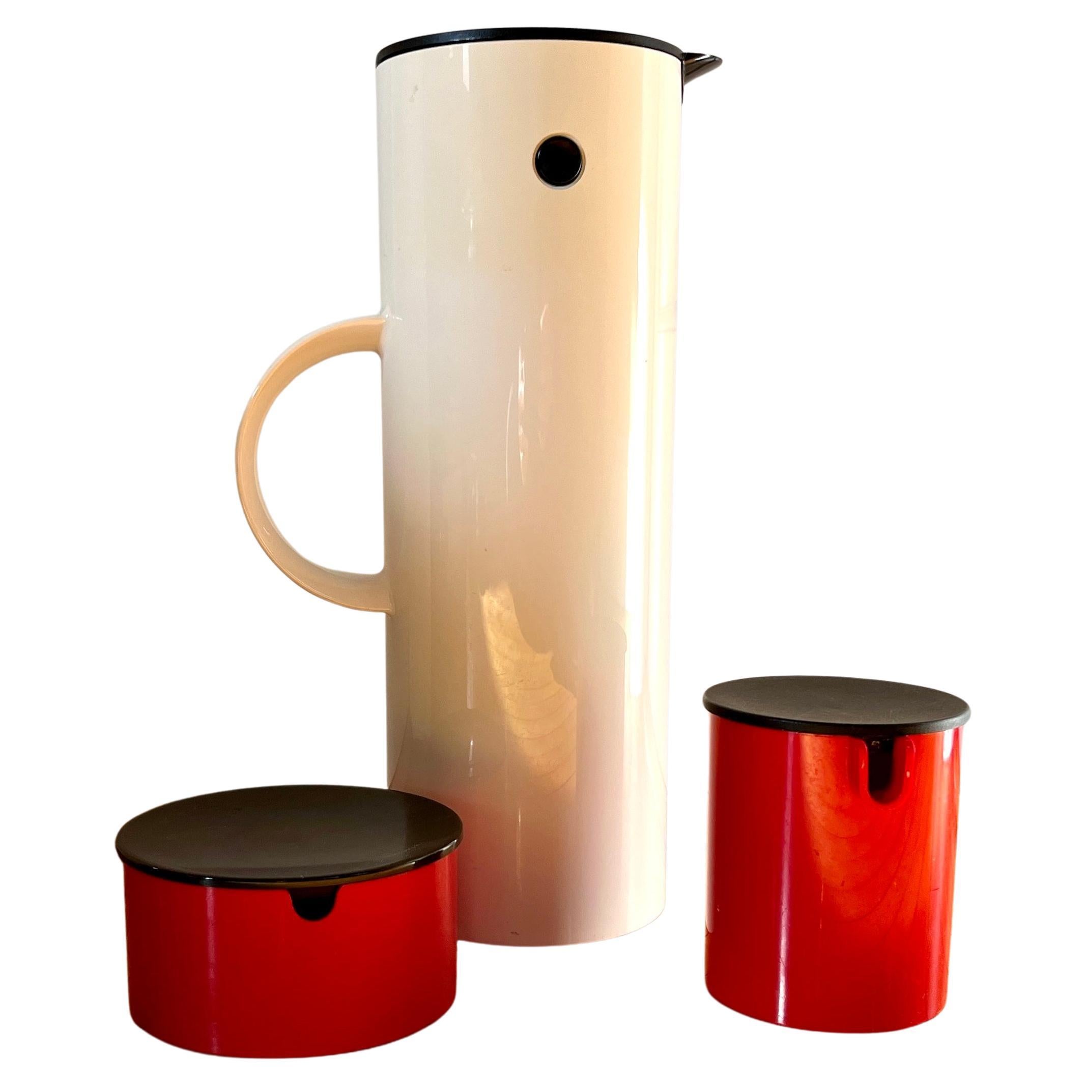 Stelton Service Set by Erik Magnussun, Denmark, 1970s, Red and White Mixed Set For Sale