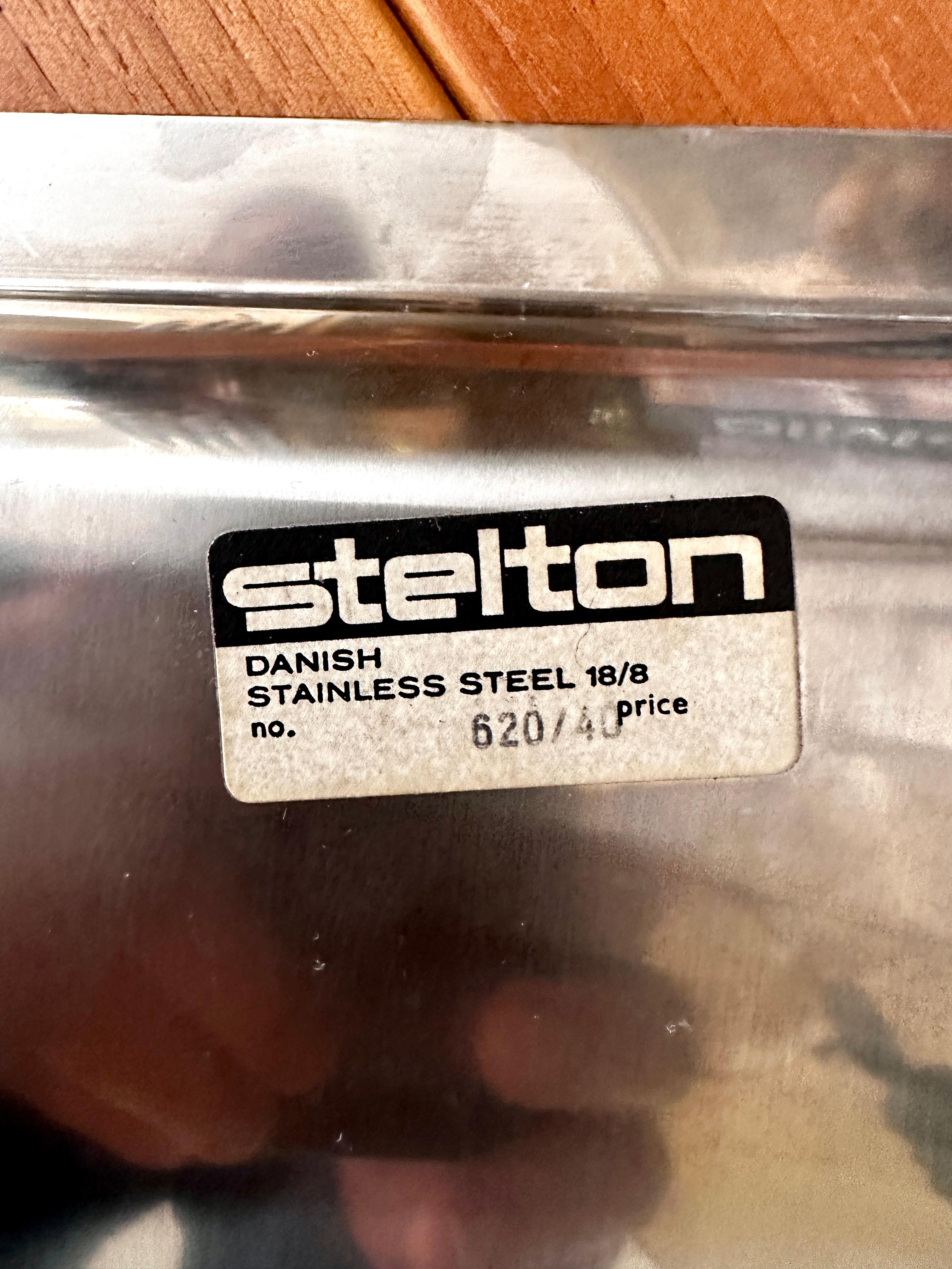 Stelton Stainless Steel And Teak Serving Tray For Sale 3