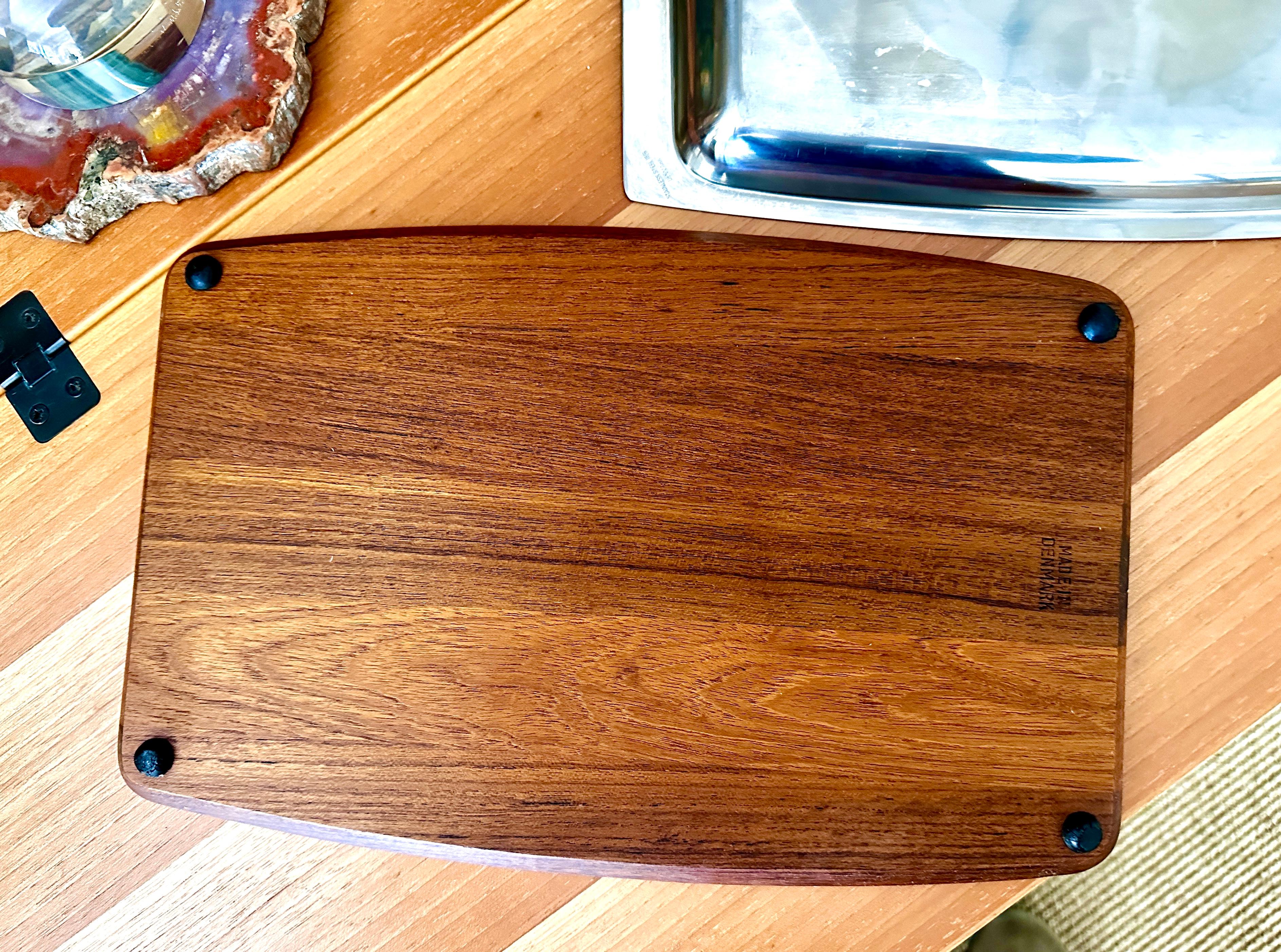 Stelton Stainless Steel And Teak Serving Tray For Sale 2