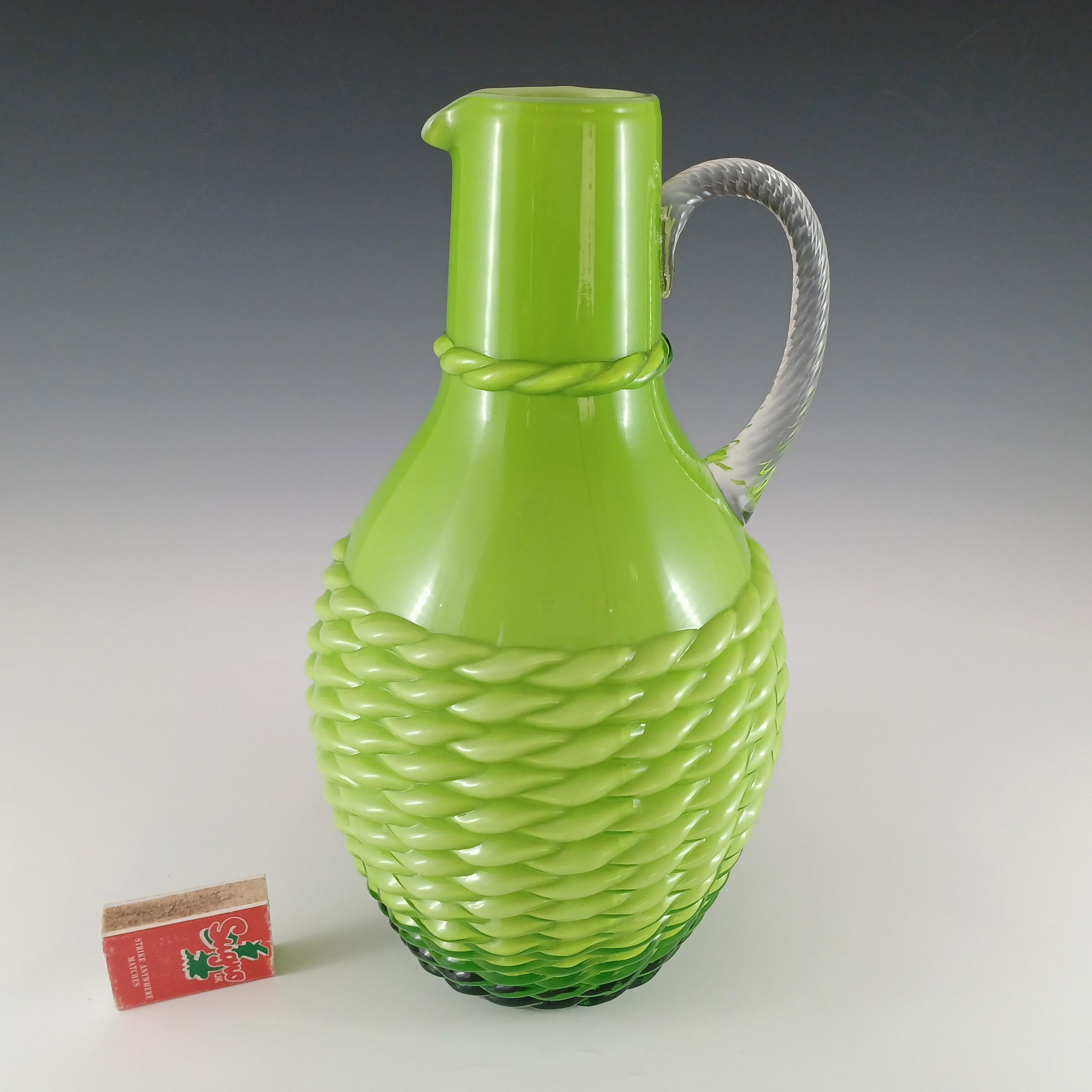 Stelvia Empoli Grünes Glas 'Basket Weave' Vase / Krug im Angebot 4