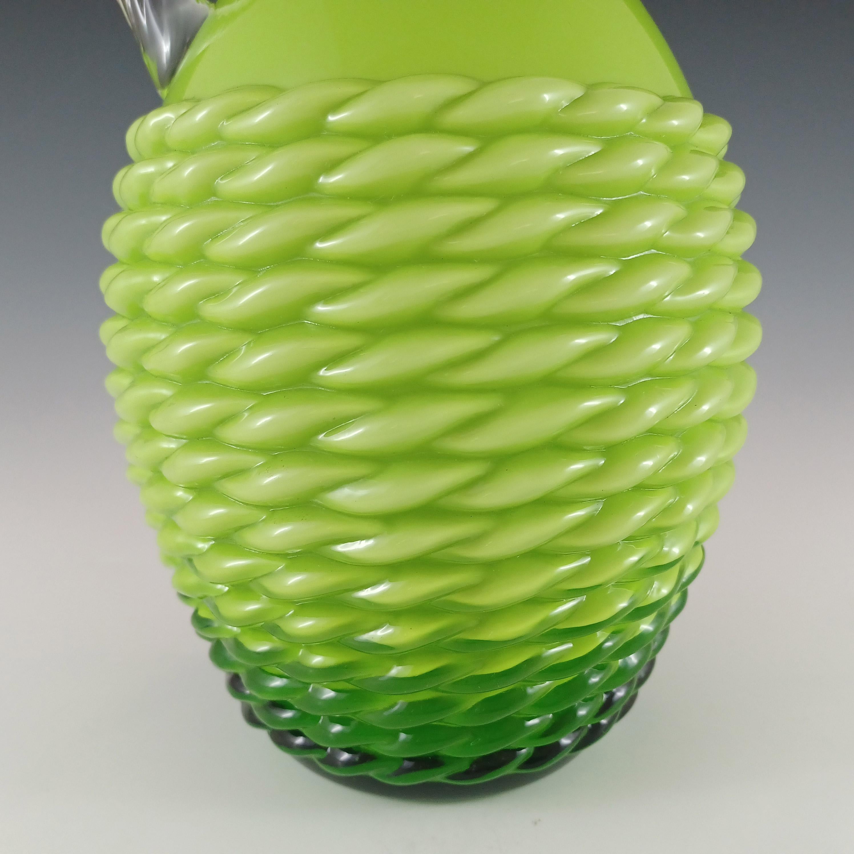 Stelvia Empoli Grünes Glas 'Basket Weave' Vase / Krug (Italienisch) im Angebot