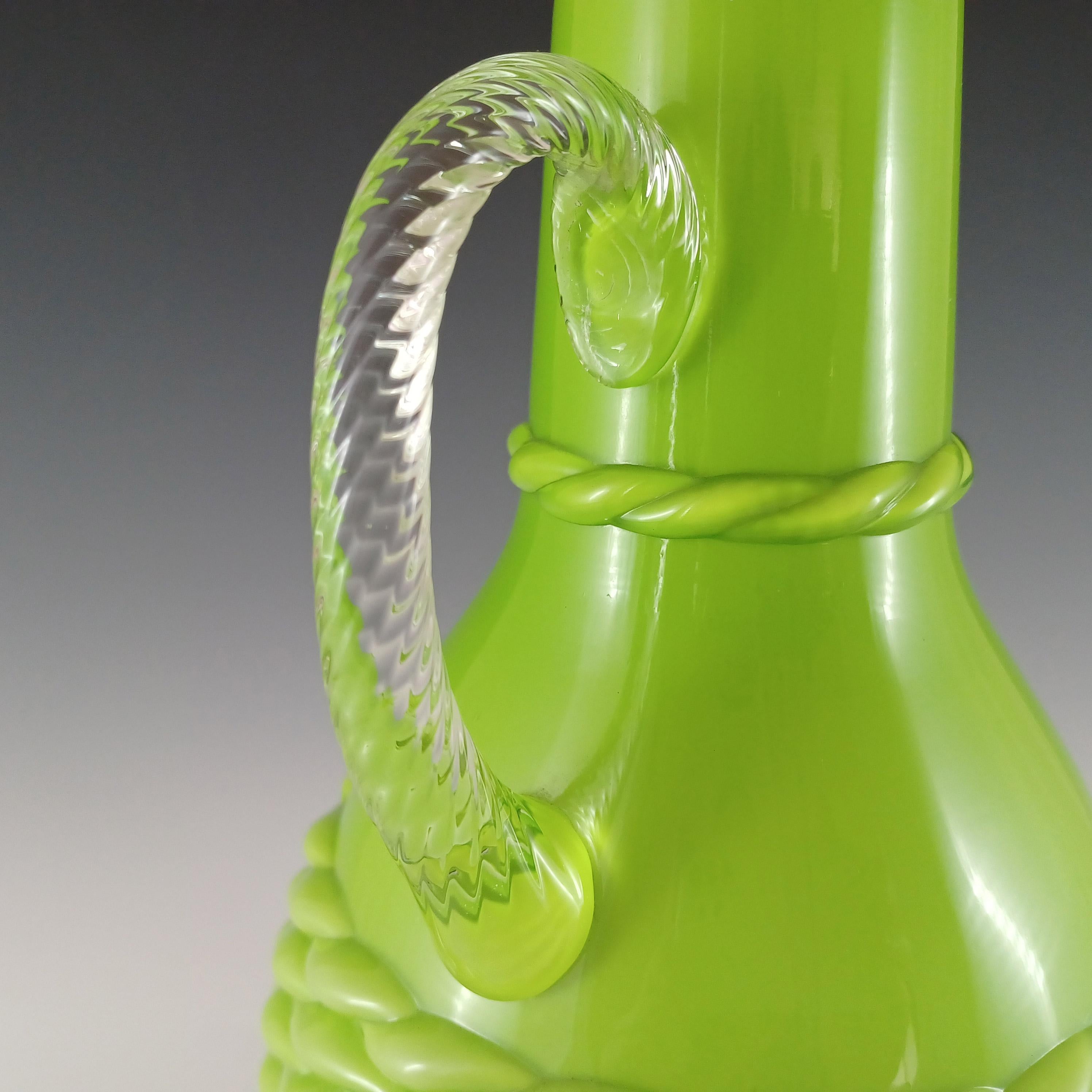Stelvia Empoli Grünes Glas 'Basket Weave' Vase / Krug im Angebot 1