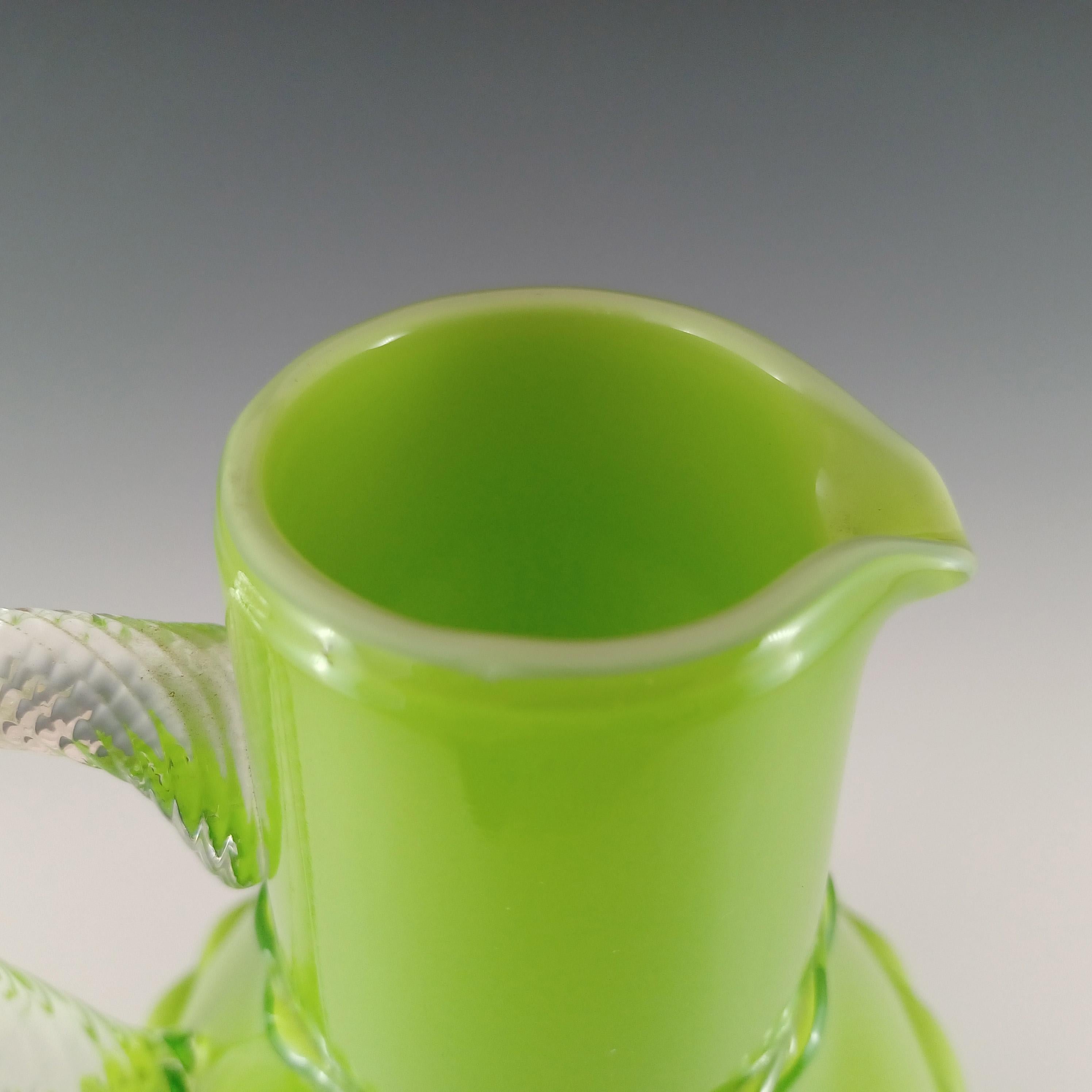 Stelvia Empoli Grünes Glas 'Basket Weave' Vase / Krug im Angebot 2