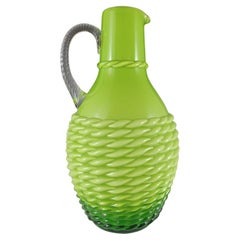Stelvia Empoli Green Cased Glass 'Basket Weave' Vase / Jug