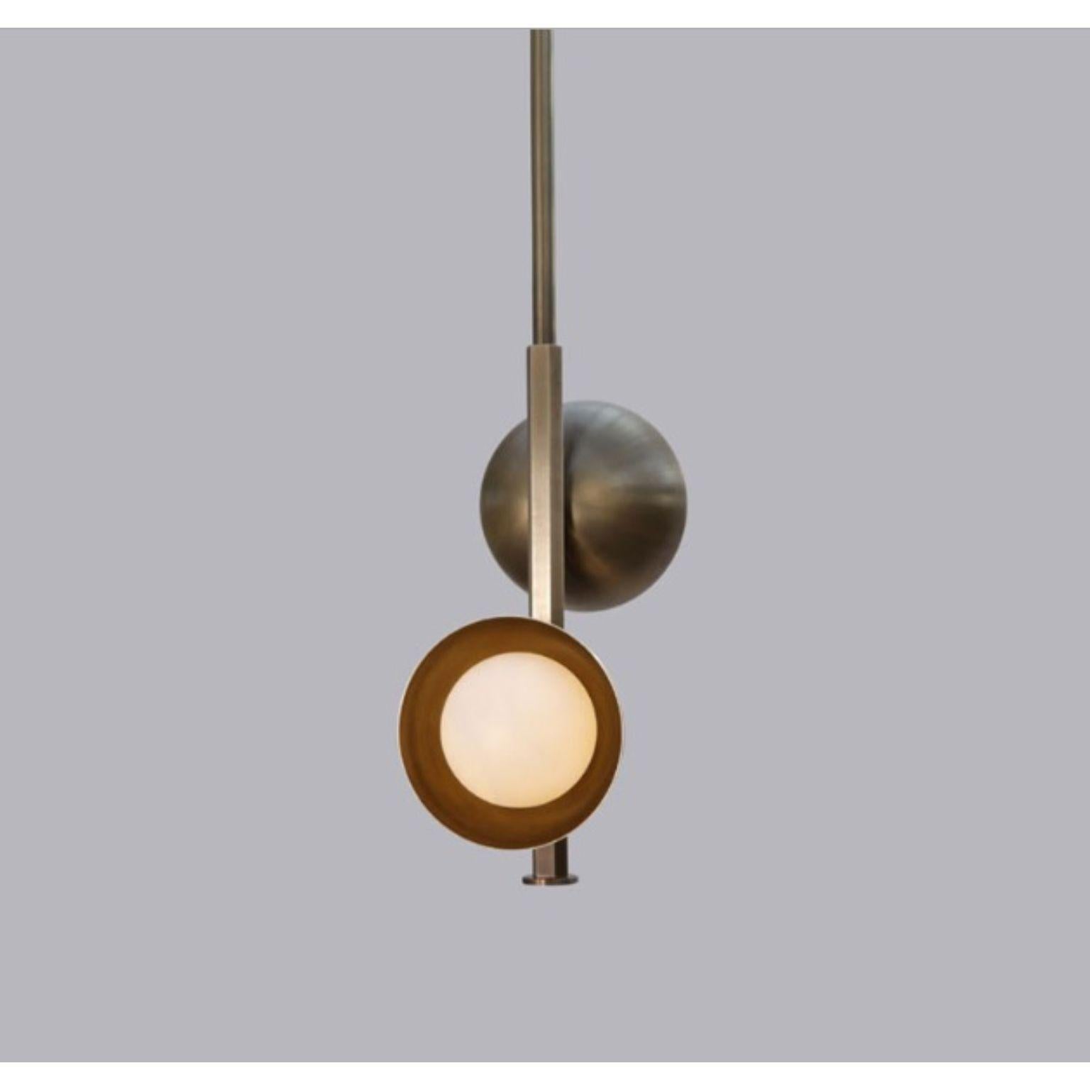 Stem 2 Brass Dome Pendant Lamp by Lamp Shaper
Dimensions: D 23 x W 23 x H 101.5 cm.
Materials: Brass.

Different finishes available: raw brass, aged brass, burnt brass and brushed brass Please contact us.

All our lamps can be wired according to