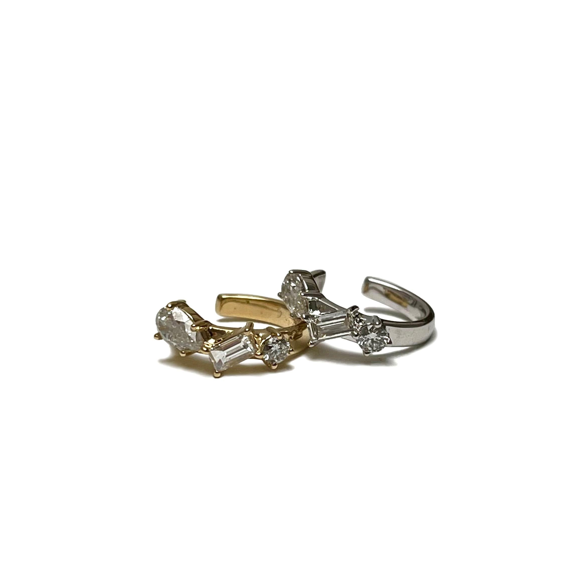 Taille poire Manchette d'oreille Stem en or jaune 18k en vente