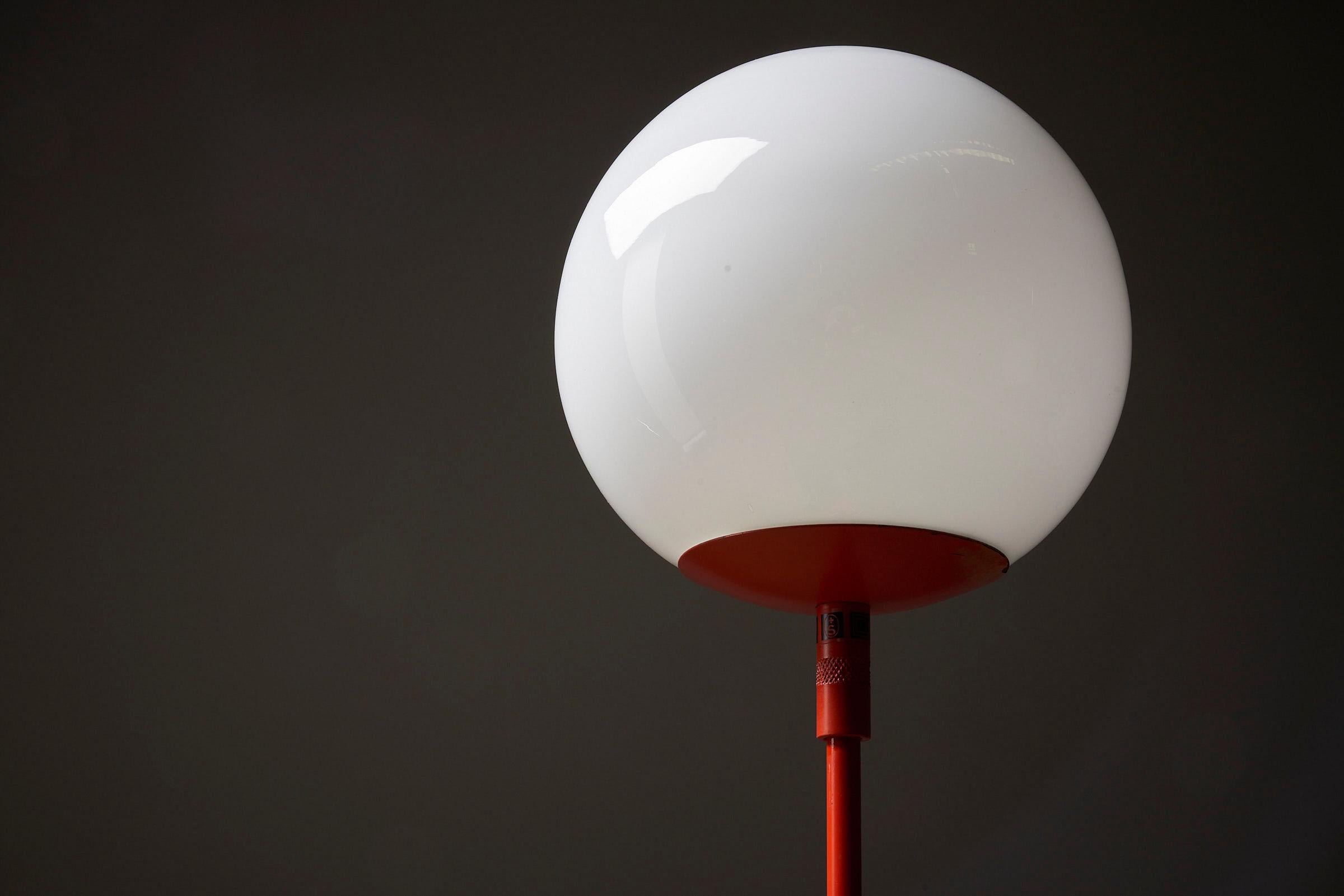 Metal Stem Floor Lamp With Glass Sphere BAG Turgi For Sale