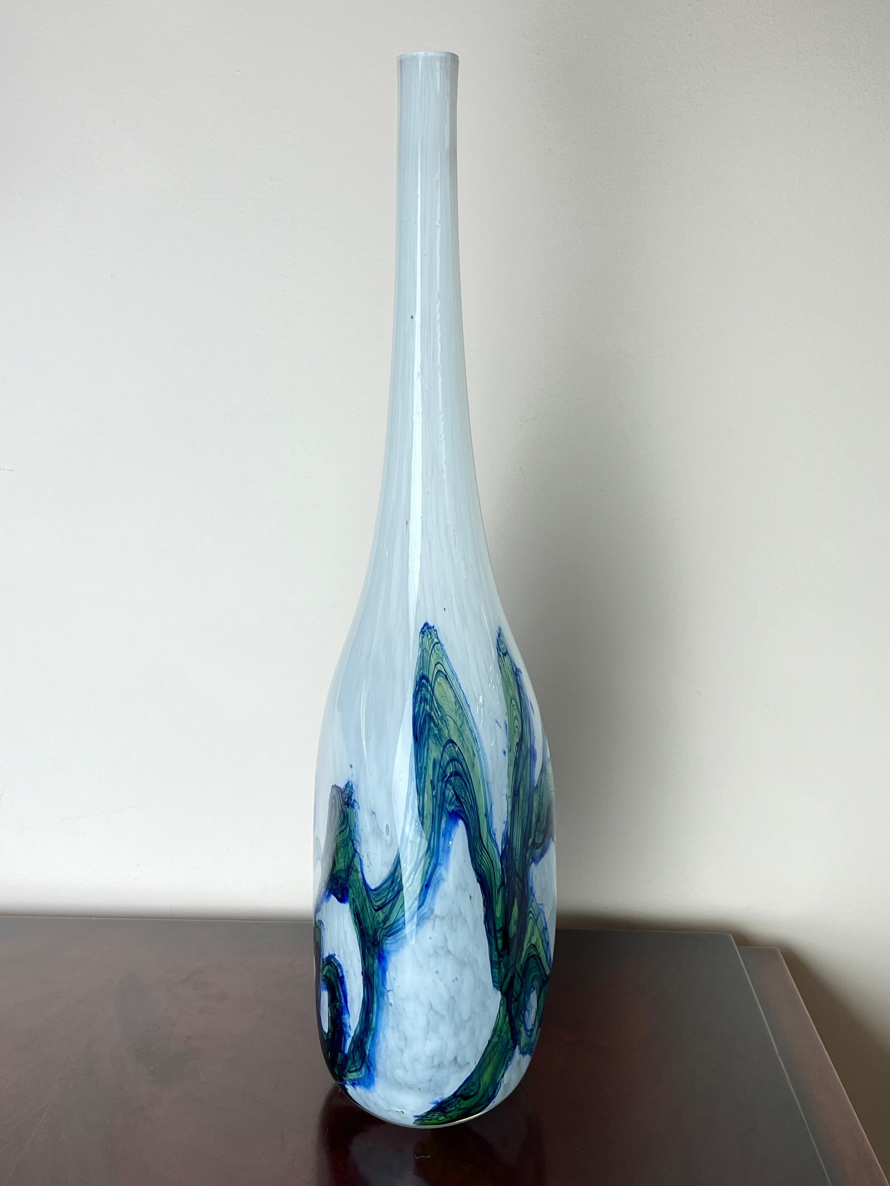 Mid-20th Century Stem Vase in Polychrome Murano Glass, Italy, 1960s For Sale