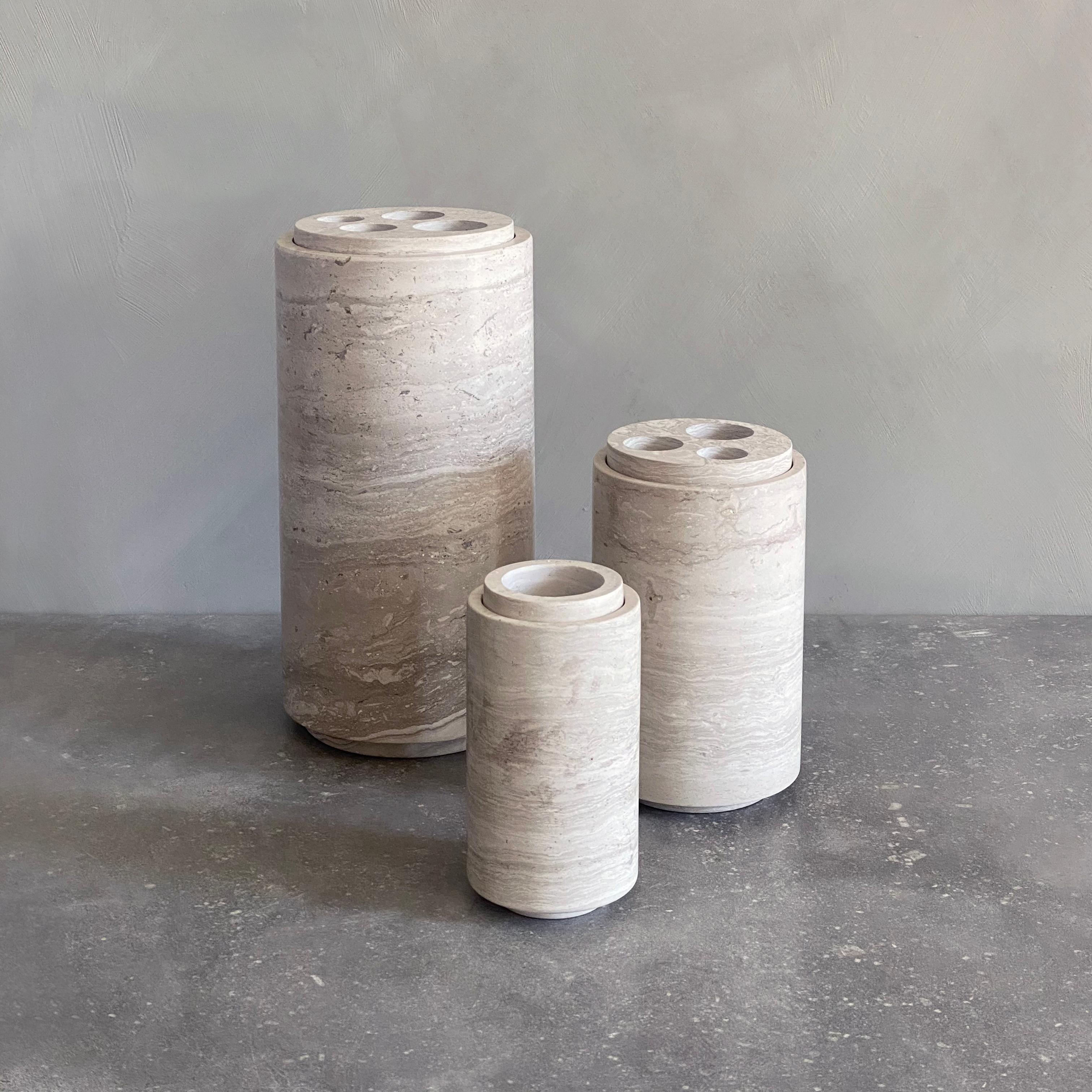 Danish STEM Vase L in Marble Chalk Grey For Sale