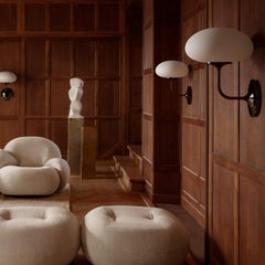 'Stemlite' Black Chrome and Opal Glass Wall Light by Bill Curry for GUBI Origin