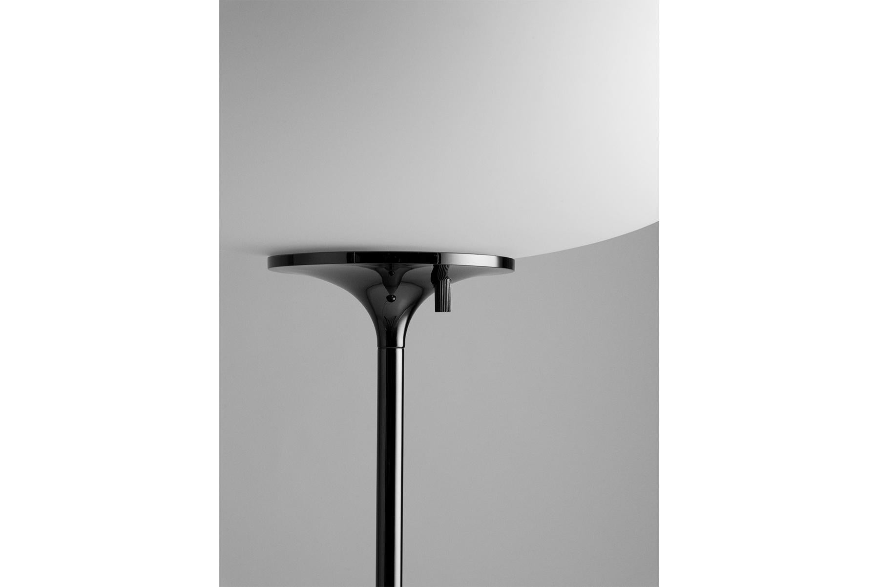 Danish Stemlite Floor Lamp, Frosted Glass, Black Red For Sale