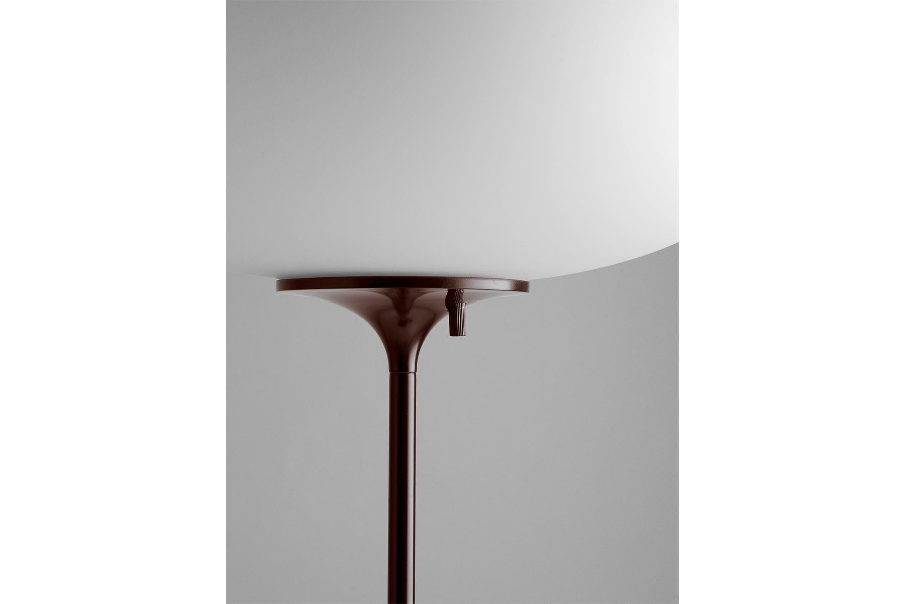 Contemporary Stemlite Floor Lamp, Frosted Glass, Black Red For Sale