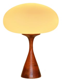 Lámpara de sobremesa de madera de teca oscura torneada Stemlite Organic Nordic Modern by Designline