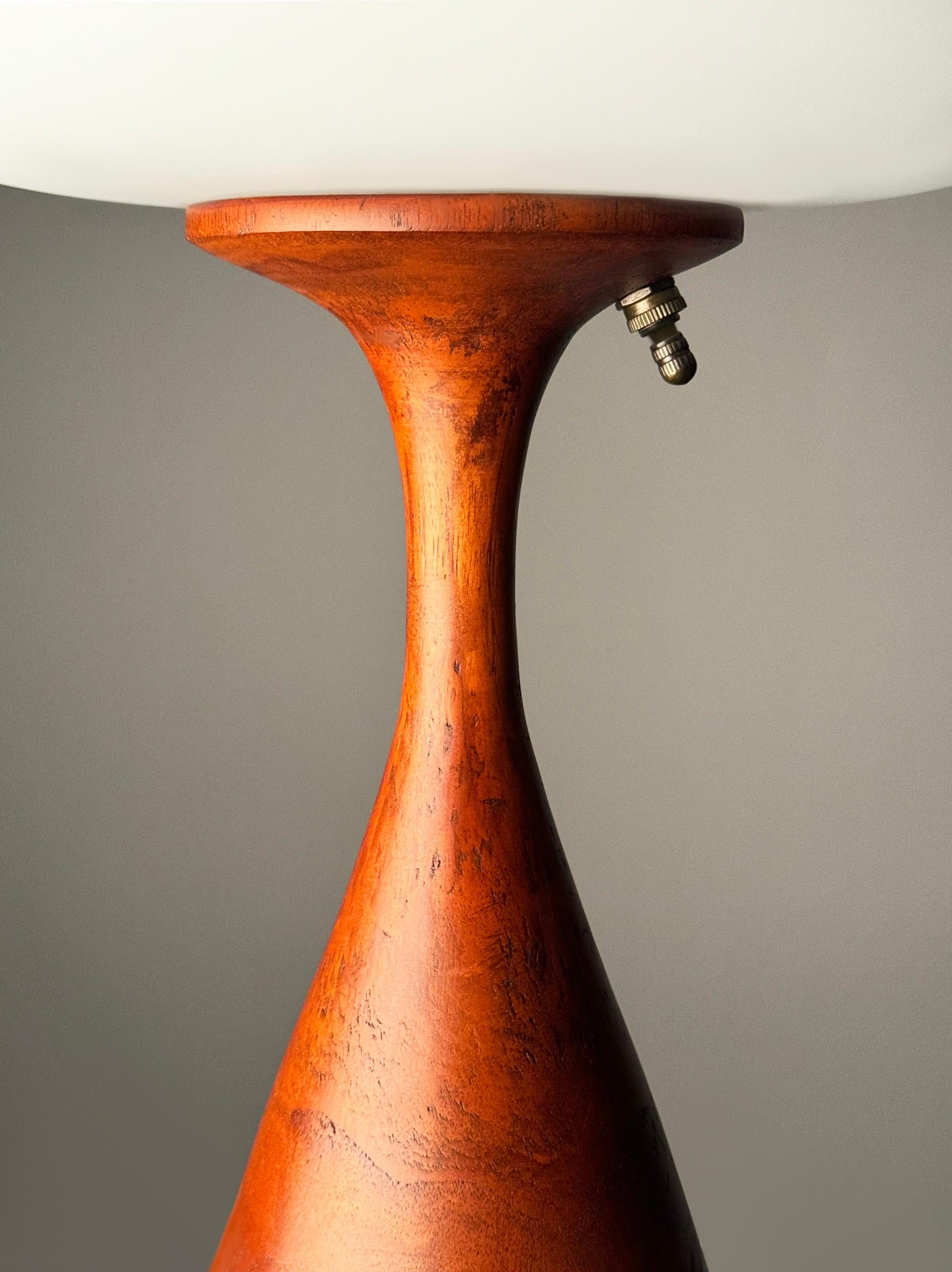 Mid-Century Modern Stemlite Organic Nordic Modern Turned Dark Teak Wood Table Lamp by Designline For Sale