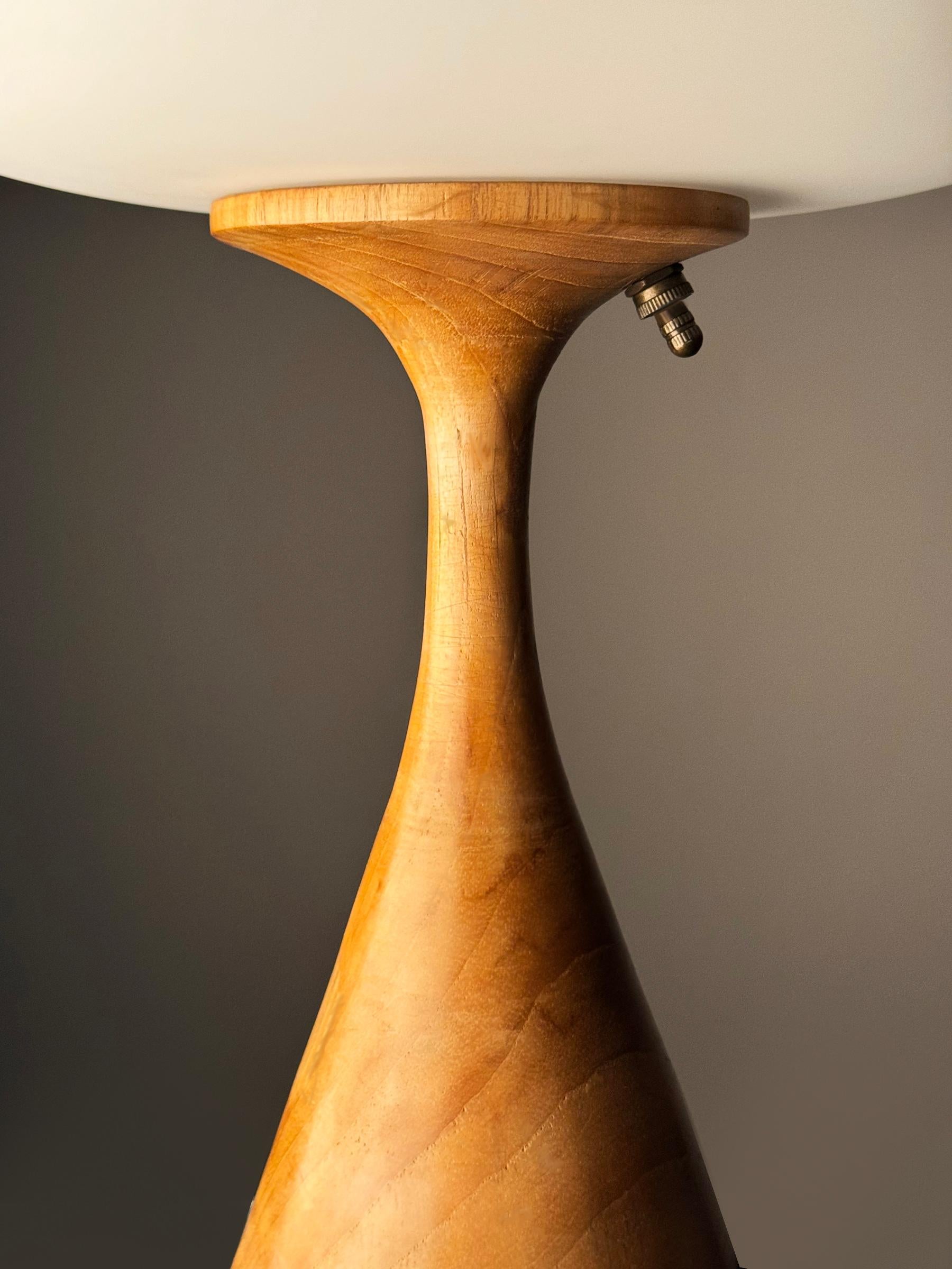 Mid-Century Modern Stemlite Organic Nordic Modern Turned Natural Teak Wood Table Lamp by Designline For Sale