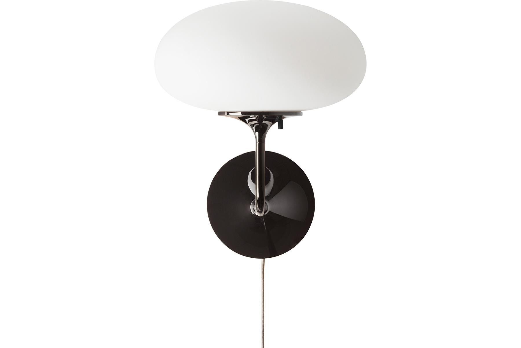 Danish Stemlite Wall Lamp, Frosted Glass, Black Chrome For Sale