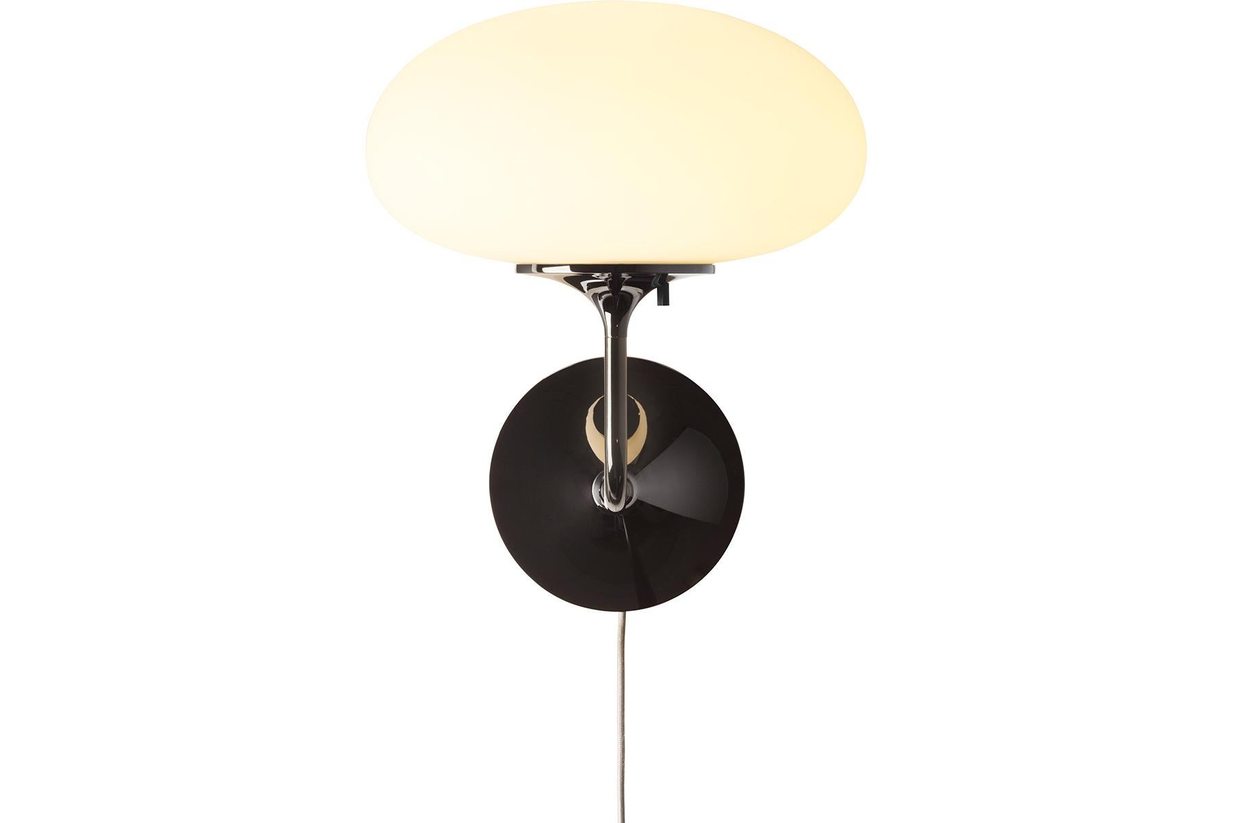 Stemlite Wall Lamp, Frosted Glass, Black Chrome In New Condition For Sale In Berkeley, CA