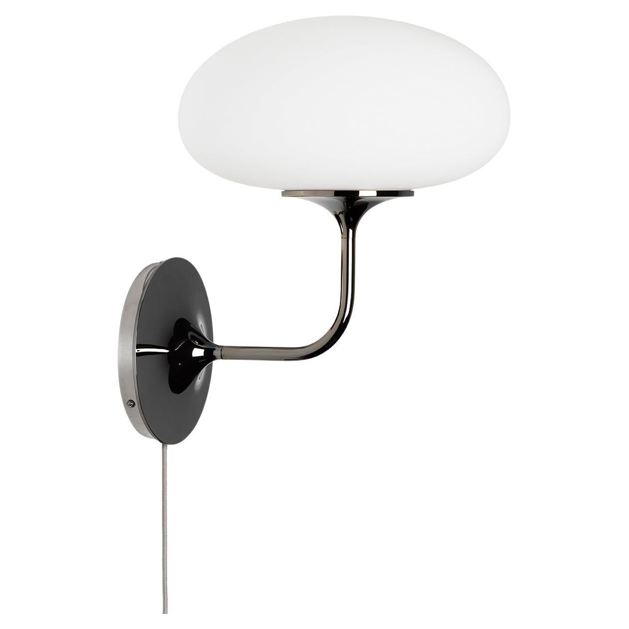 Stemlite Wall Lamp, Frosted Glass, Black Chrome For Sale
