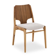 Stema Dining Chair in Teak Wood with Light Beige Cotton Fabric
