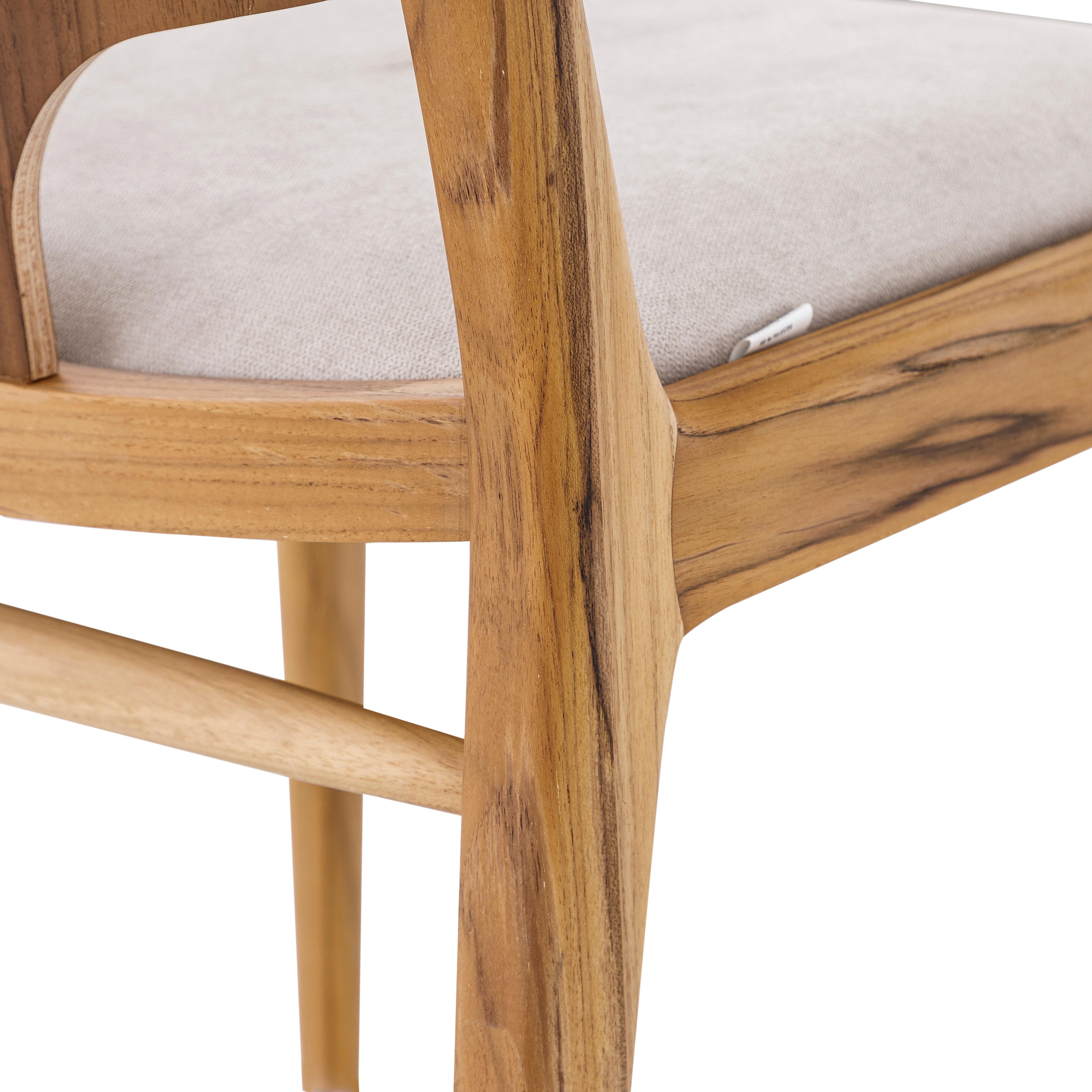 Tappezzeria Coppia di sedie da pranzo in Wood Wood con tessuto di cotone beige chiaro - Stemma Line in vendita