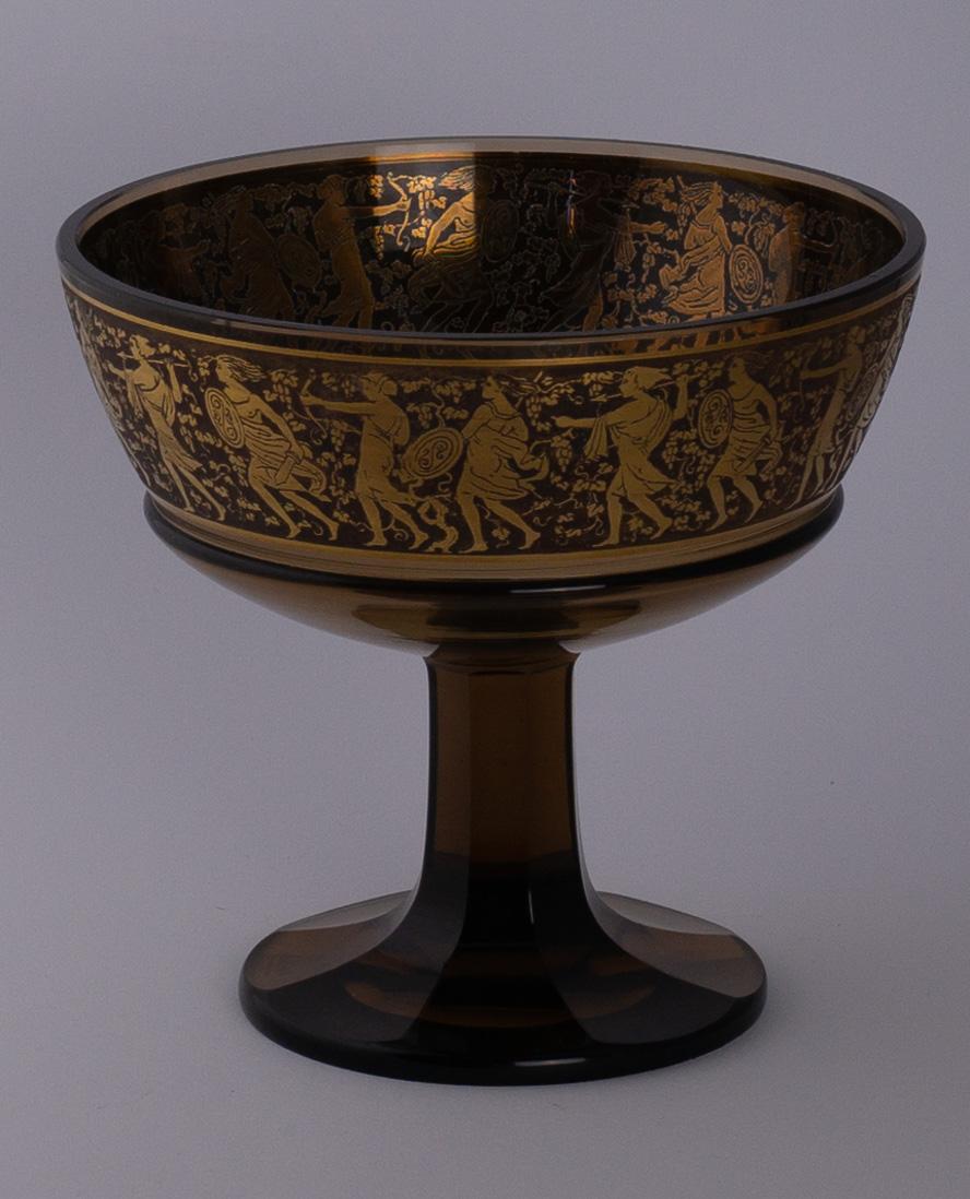 Vienna Secession Stemmed brown facetted bowl, 
