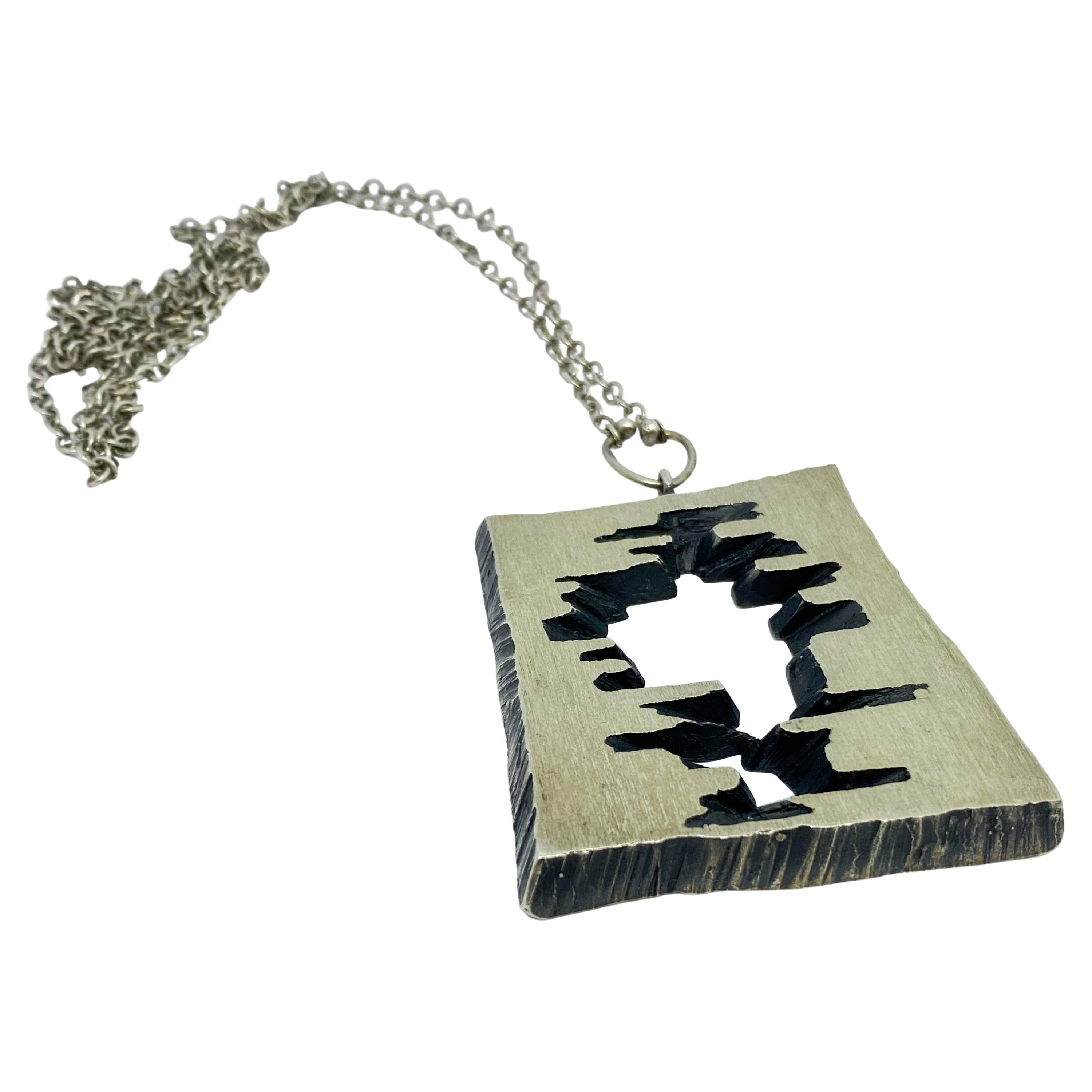 Collana Big Brutalist Finlandese Modernista in argento Sterling di Sten and Laine, 1975