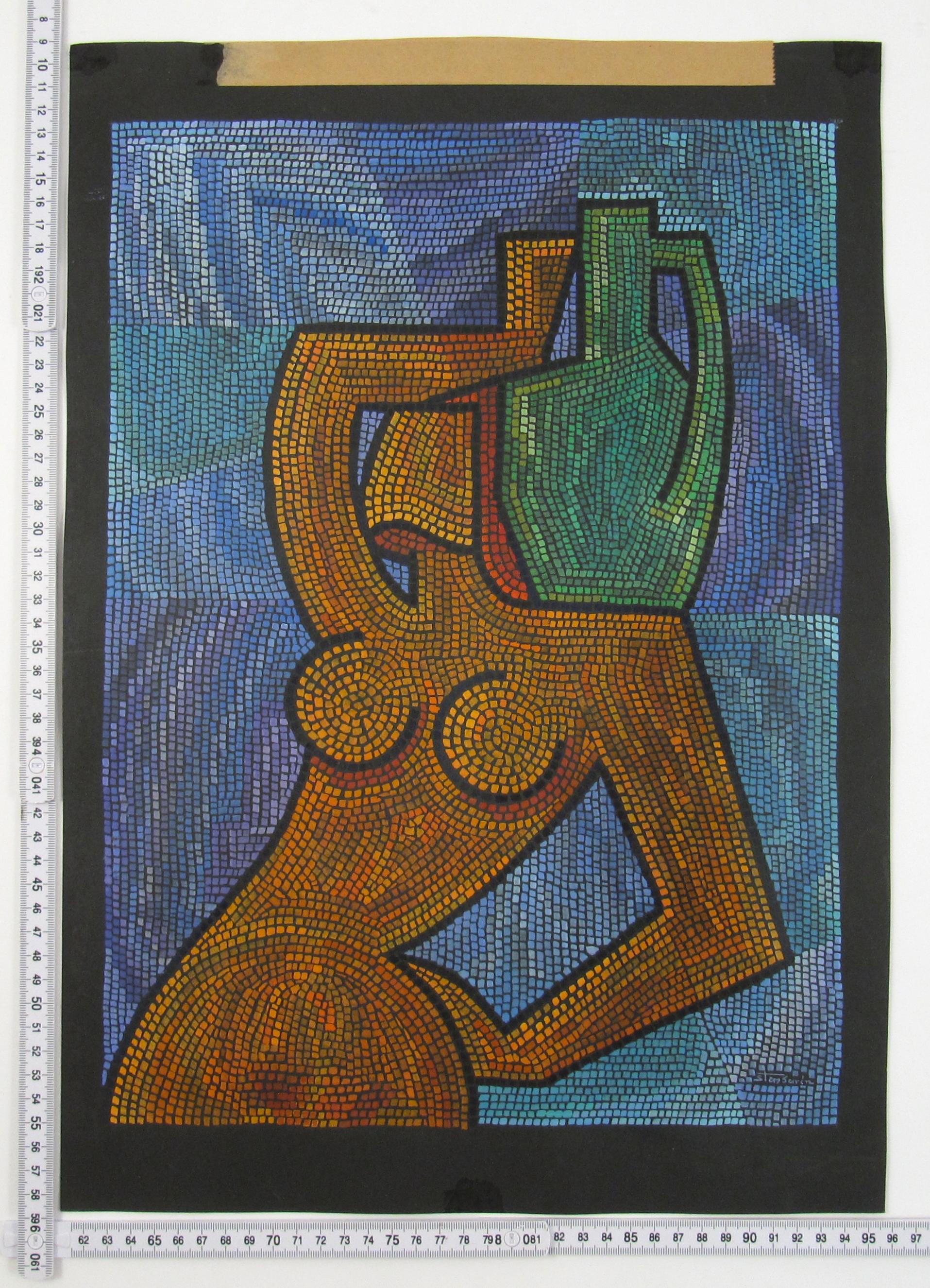 Sten Burén ( 1909 – 1993 ) – Cubist Pointillist Nude Painting Sweden c. 1960 For Sale 7