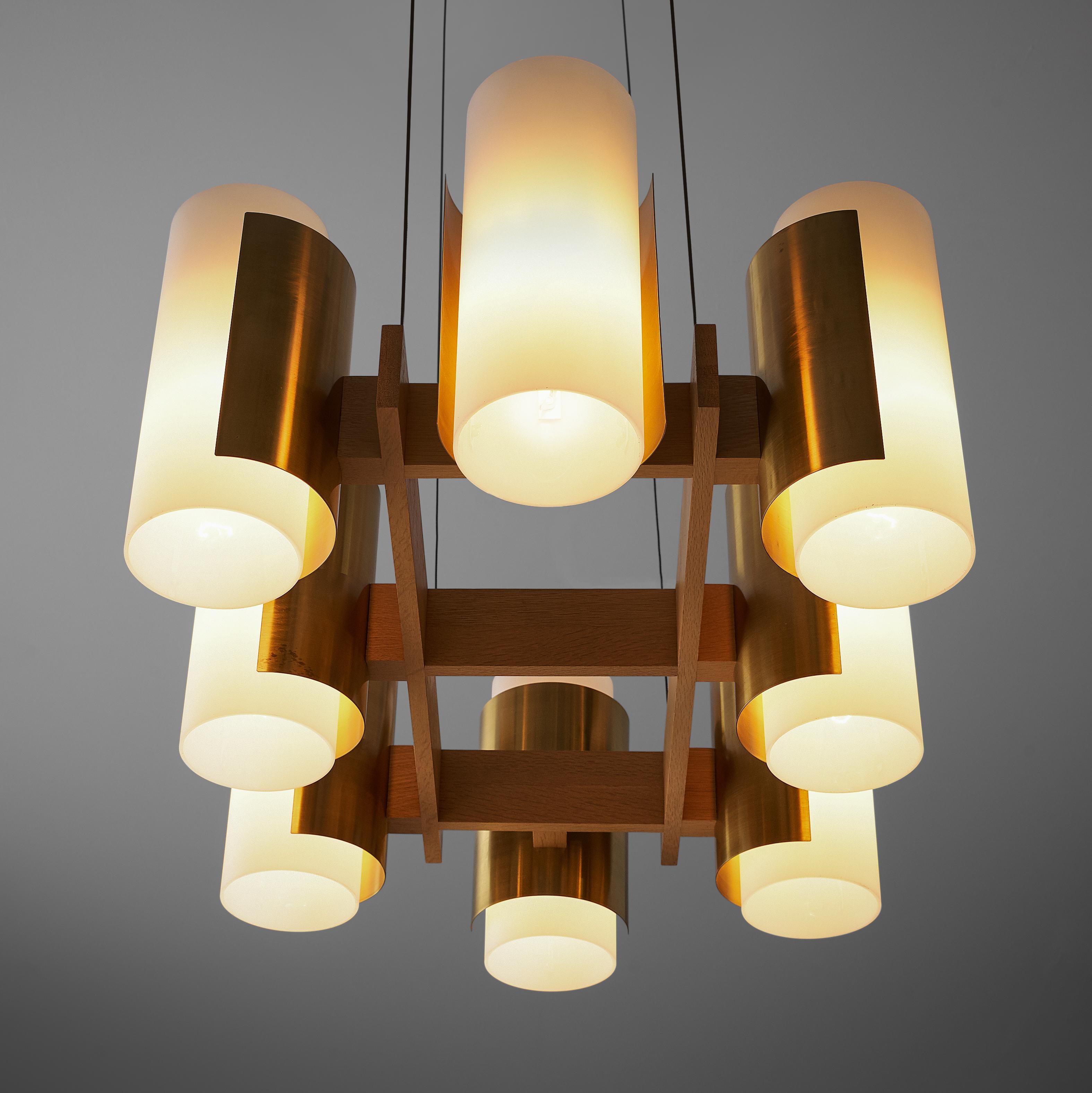 Swedish Sten Carlquist for Hans-Agne Jakobsson Chandelier in Brass 