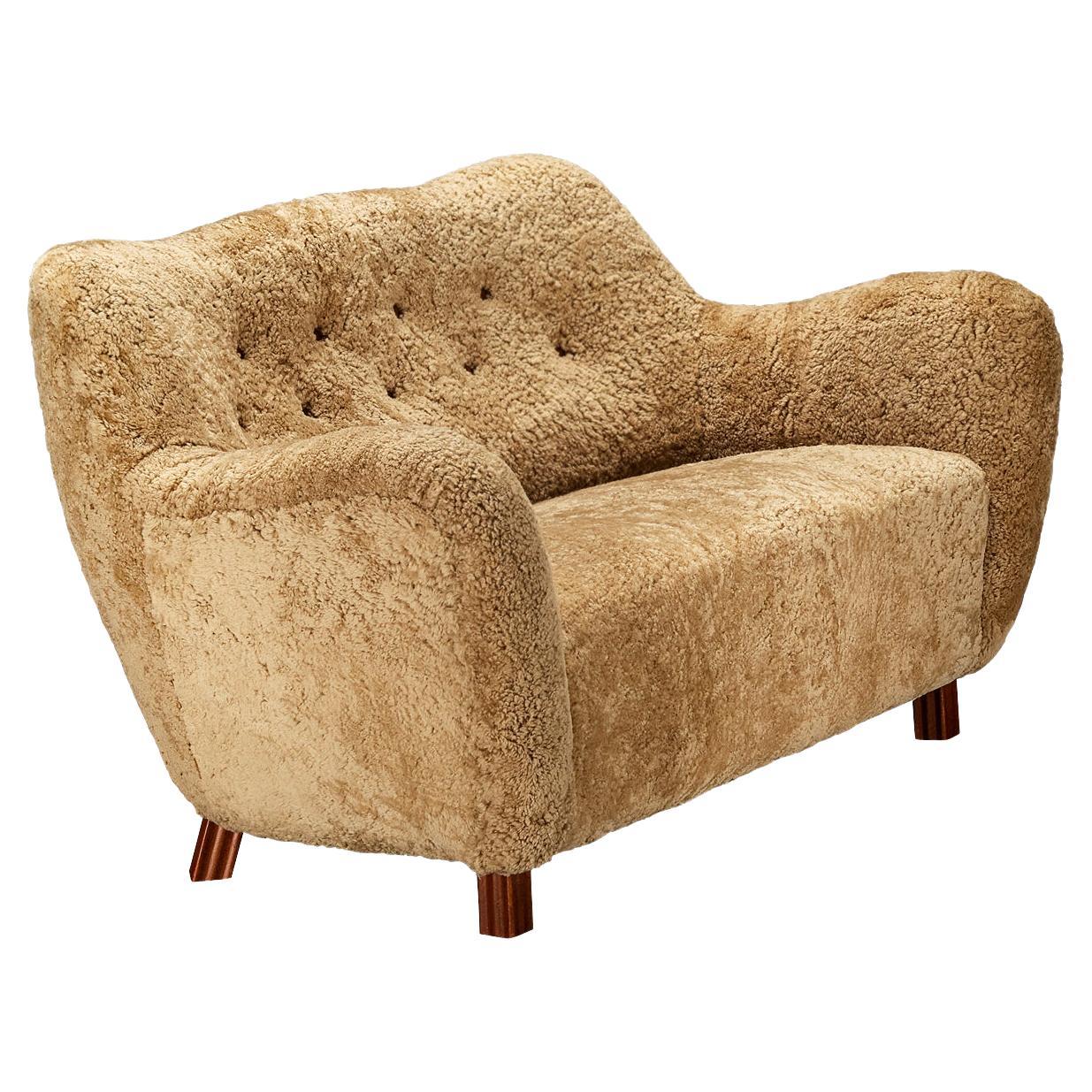 Sten Wicéns Möbelindustri Sofa in Sheepskin  For Sale