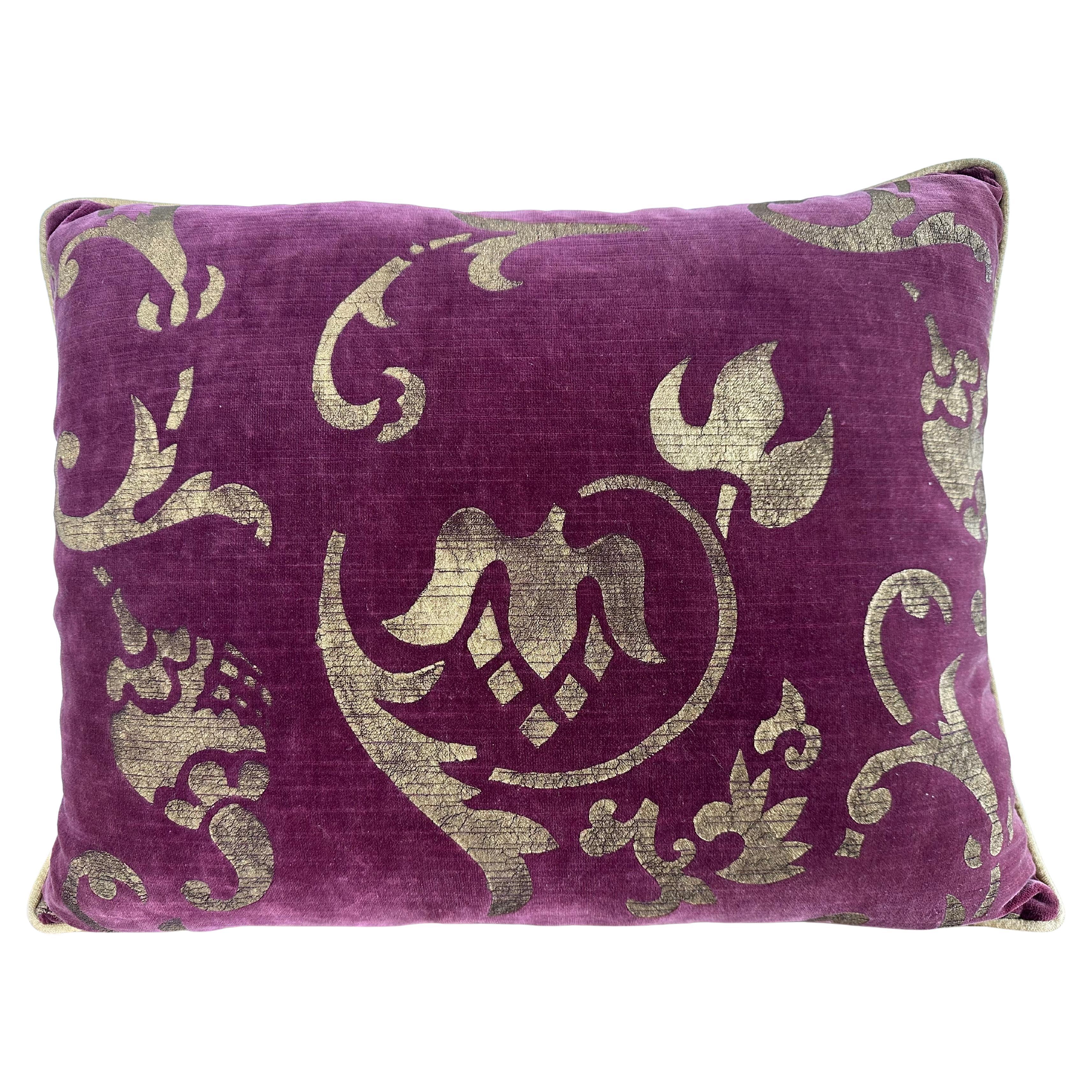 Stenciled plum Velvet Pillow