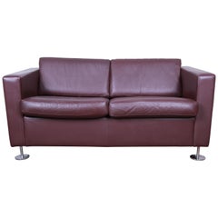 Stendig Leather Tuxedo Loveseat, Made in Switzerland