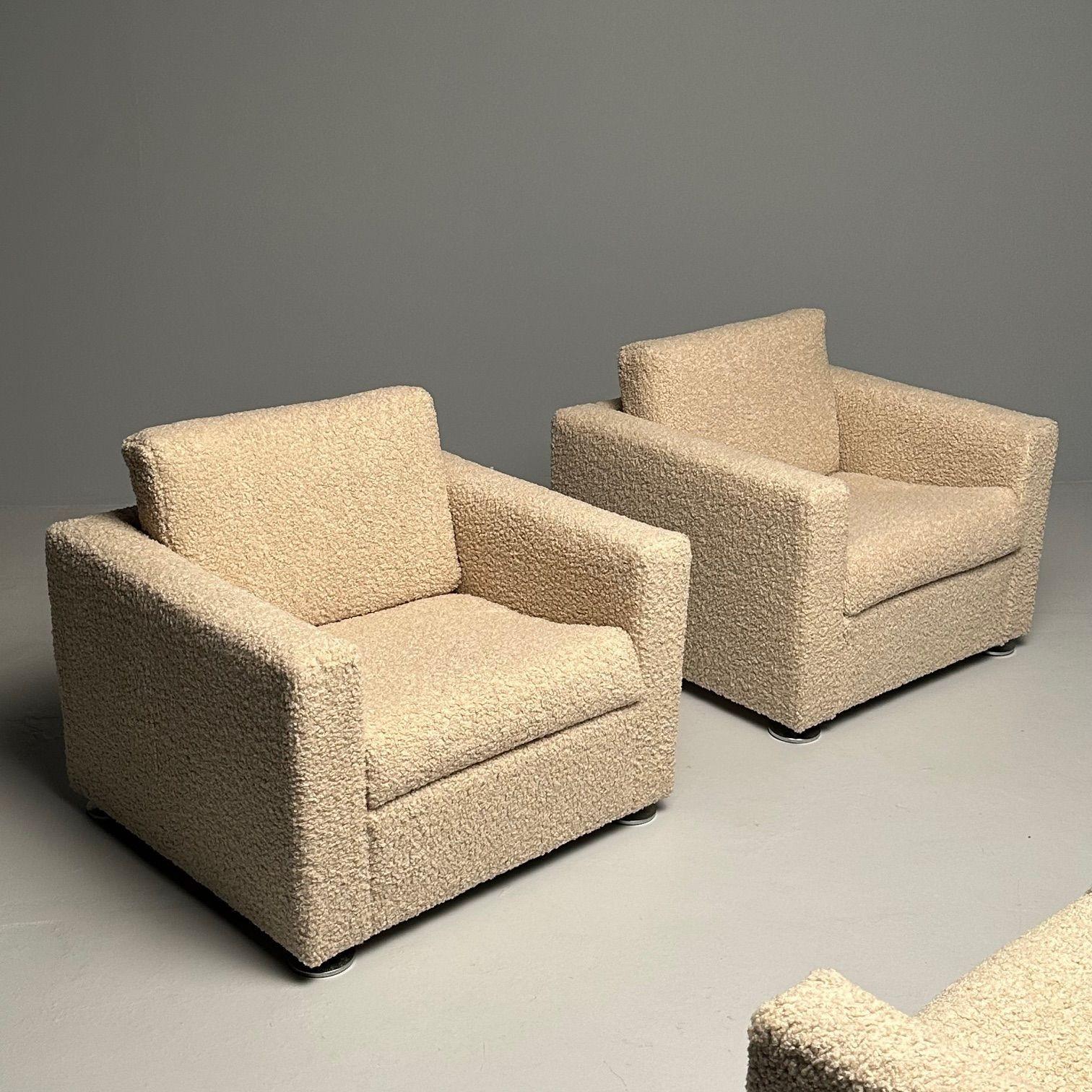 Stendig Living Room, Sofa, Pair of Cube Chairs, New Boucle, Switzerland, Labeled For Sale 1