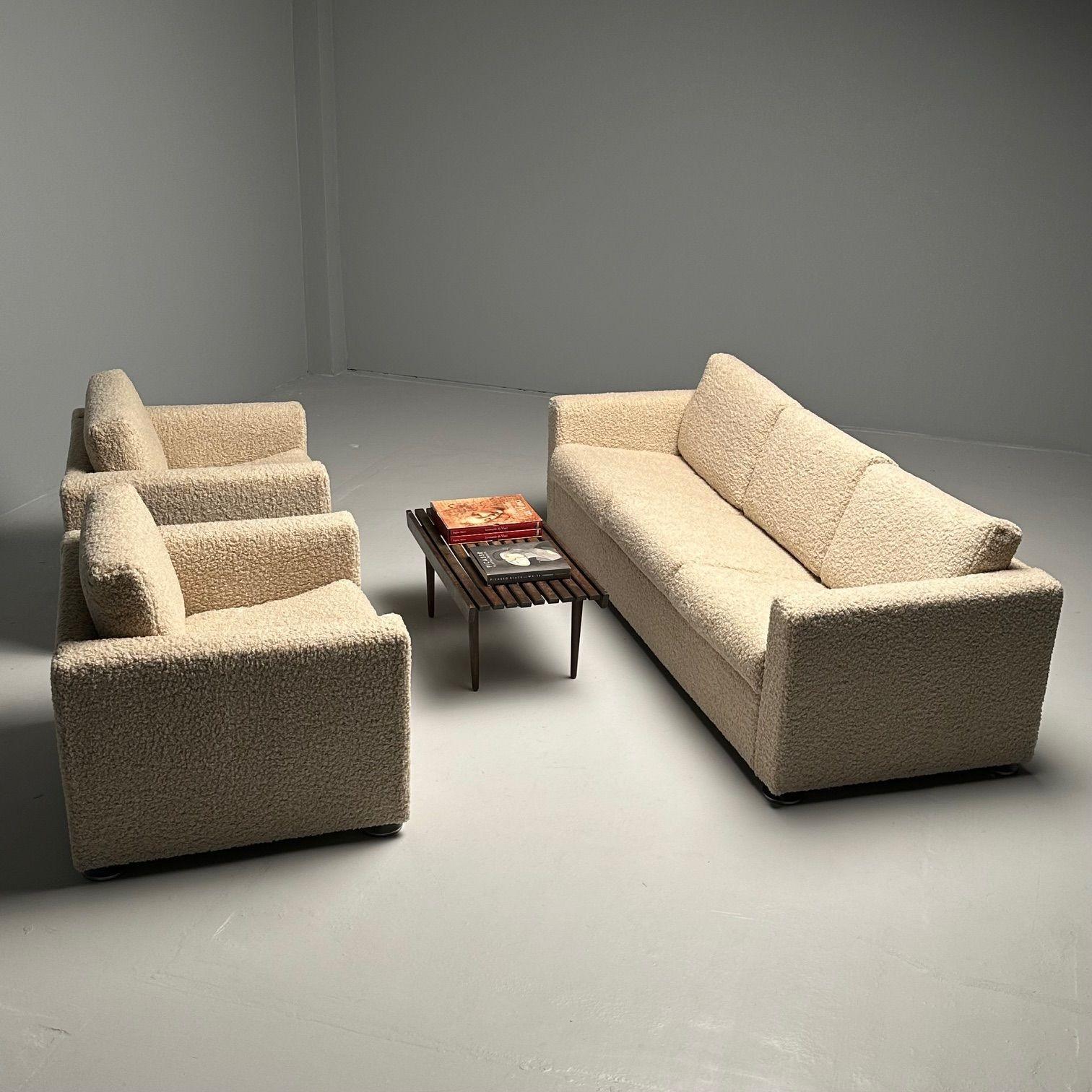 Stendig Living Room, Sofa, Pair of Cube Chairs, New Boucle, Switzerland, Labeled For Sale 7