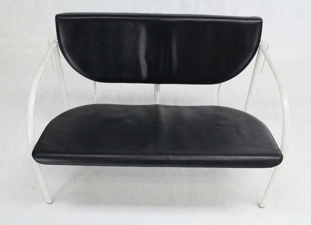 Stendig Mid-Century Modern Leather and Steel Frame Loveseat Vintage Classic Good Condition.