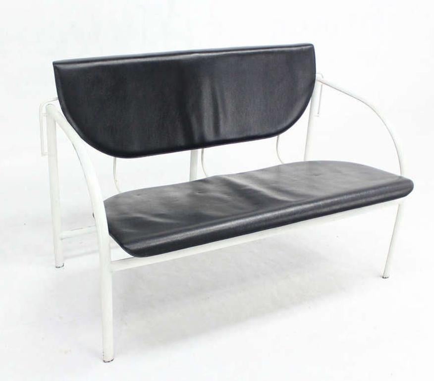 20th Century Stendig Mid-Century Modern Leather and Steel Frame Loveseat Vintage Classic For Sale
