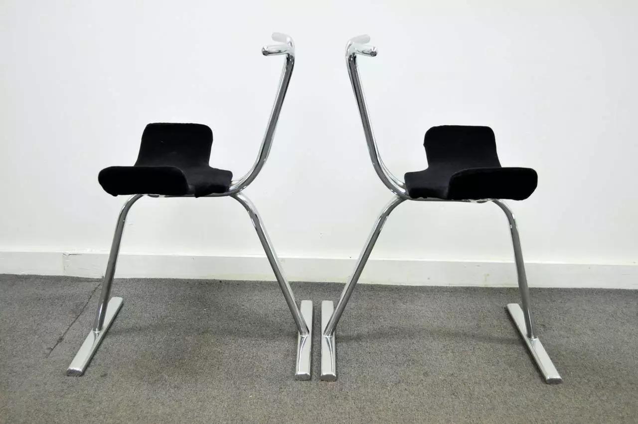 Inconnu Chaises d'appoint empilables chromées Stendig, mi-siècle moderne, lot de 8 en vente