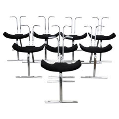 Stendig Mid Century Modern Sculptural Chrome Stacking Side Chairs - Set of 8