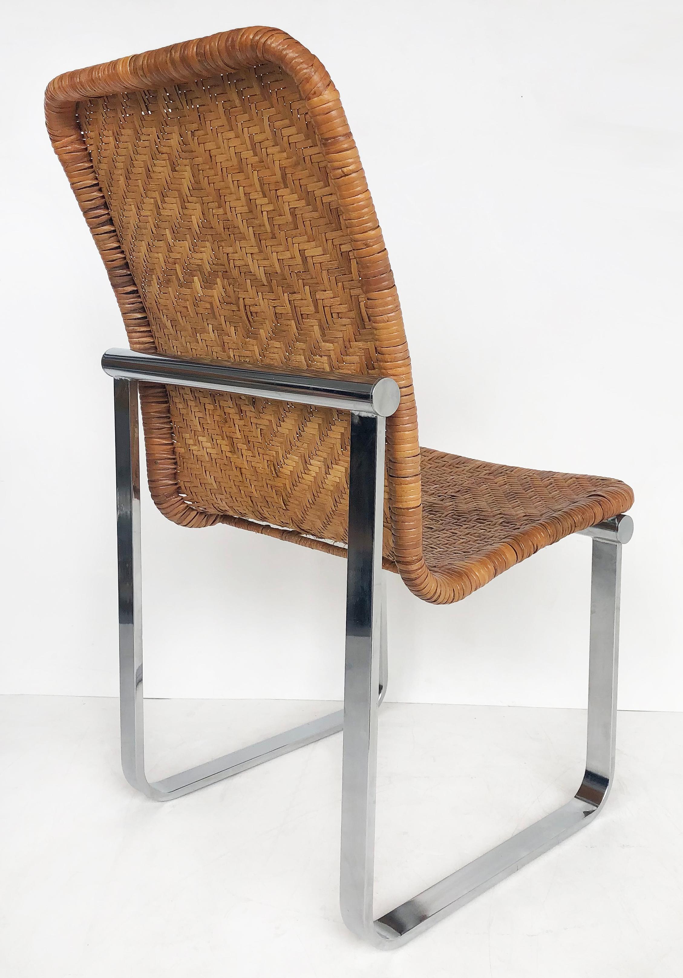 Stendig Stainless Steel & Rattan Dining Chairs, Set of 6, 1970s 6