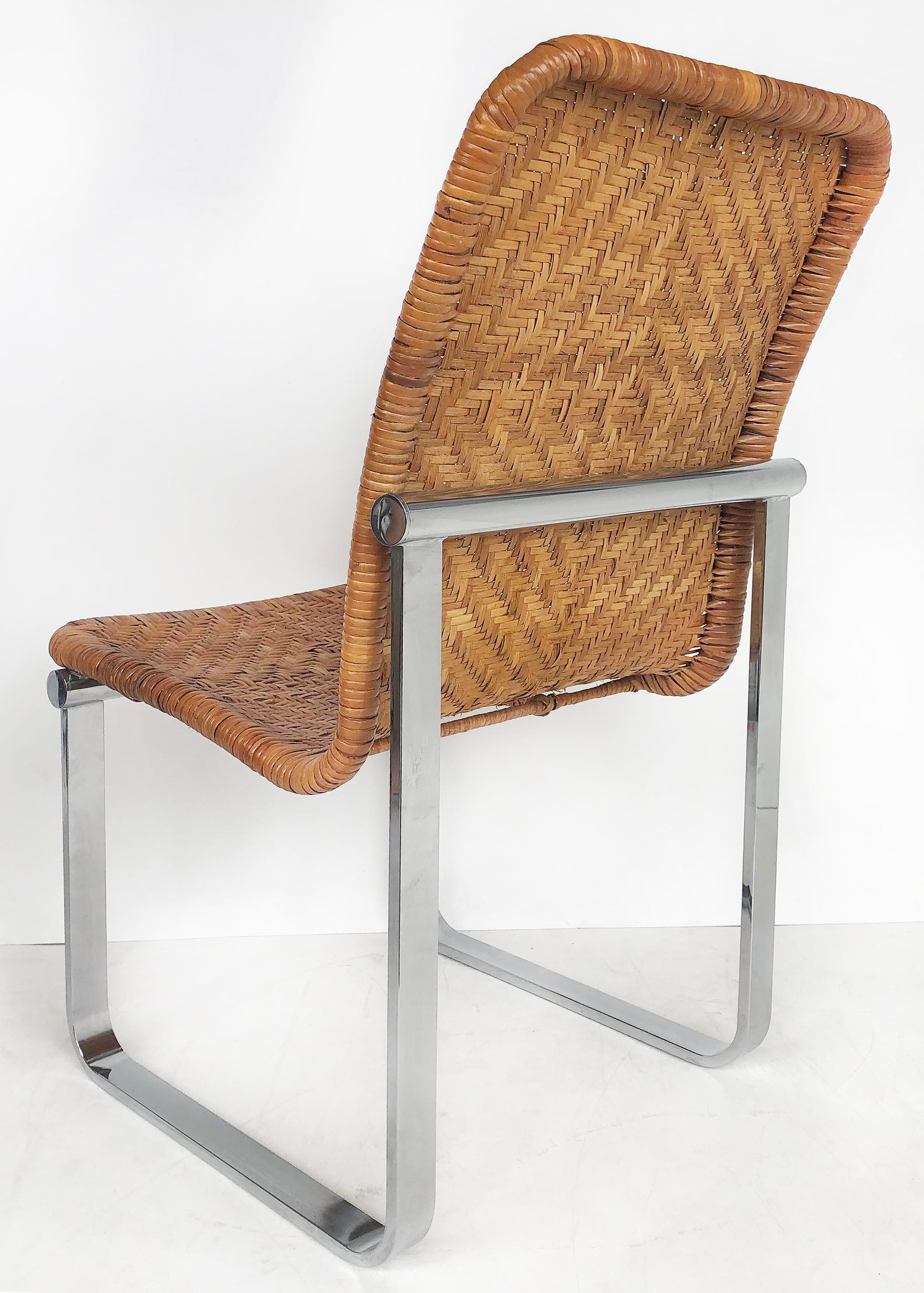 Stendig Stainless Steel & Rattan Dining Chairs, Set of 6, 1970s 7