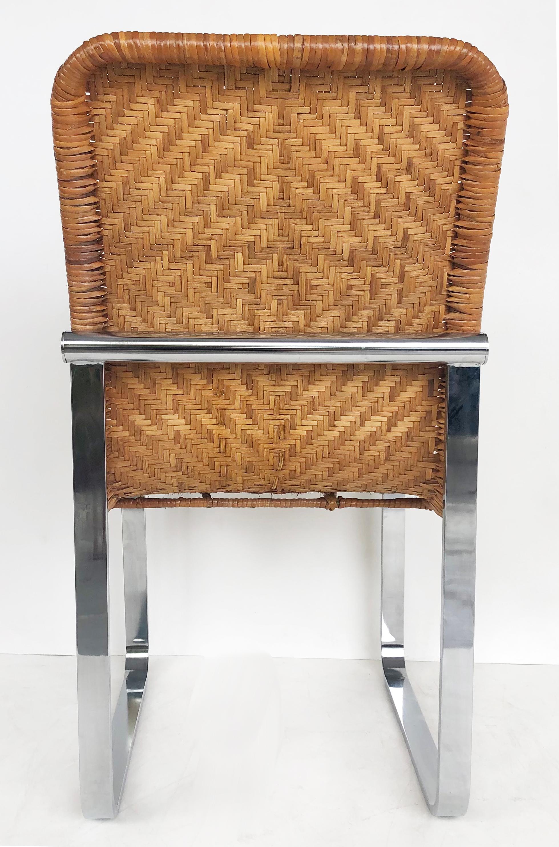Stendig Stainless Steel & Rattan Dining Chairs, Set of 6, 1970s 8